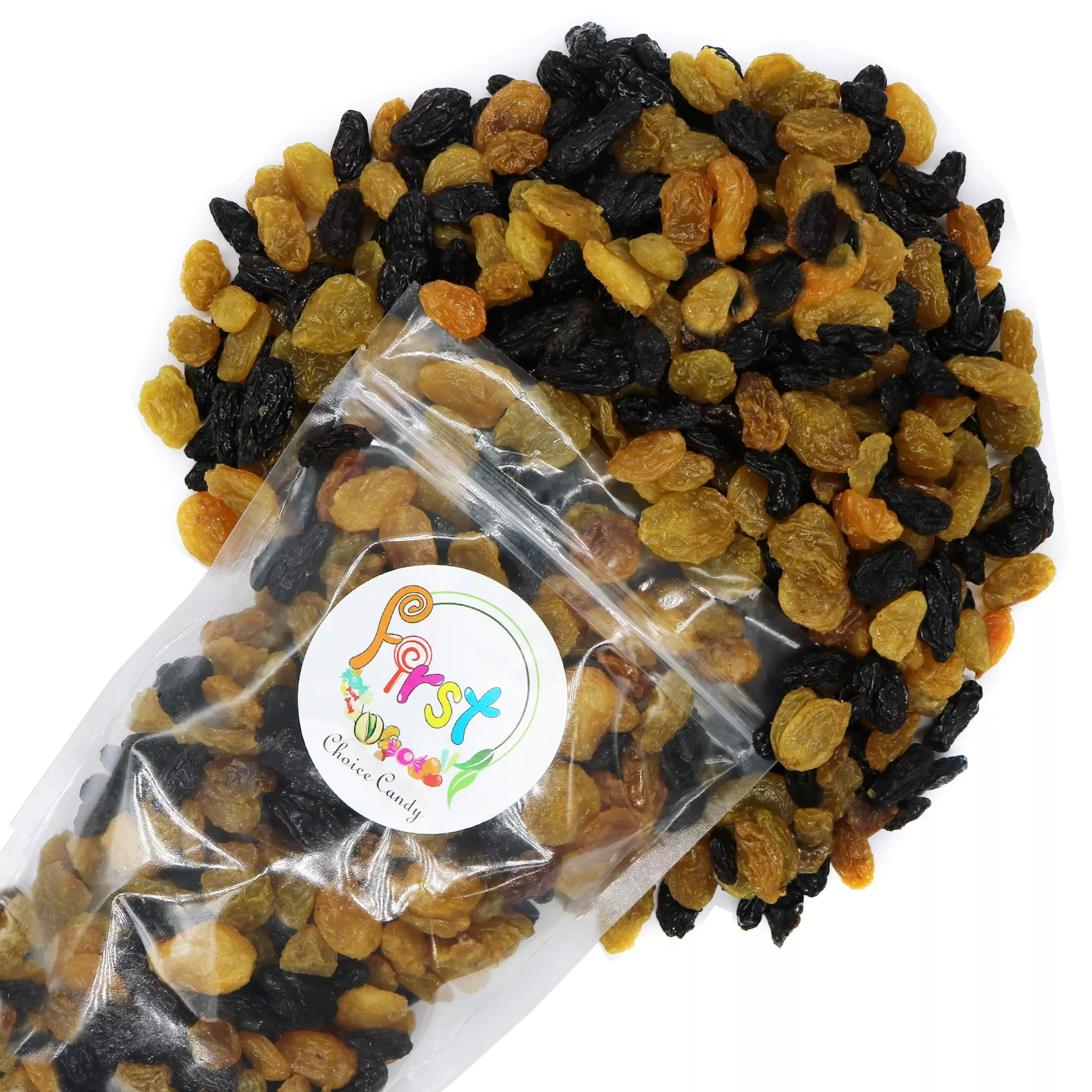 Firstchoicecandy Jumbo Seedless Raisins Great Snacks (Mix Golden & Black, 2 Pound)