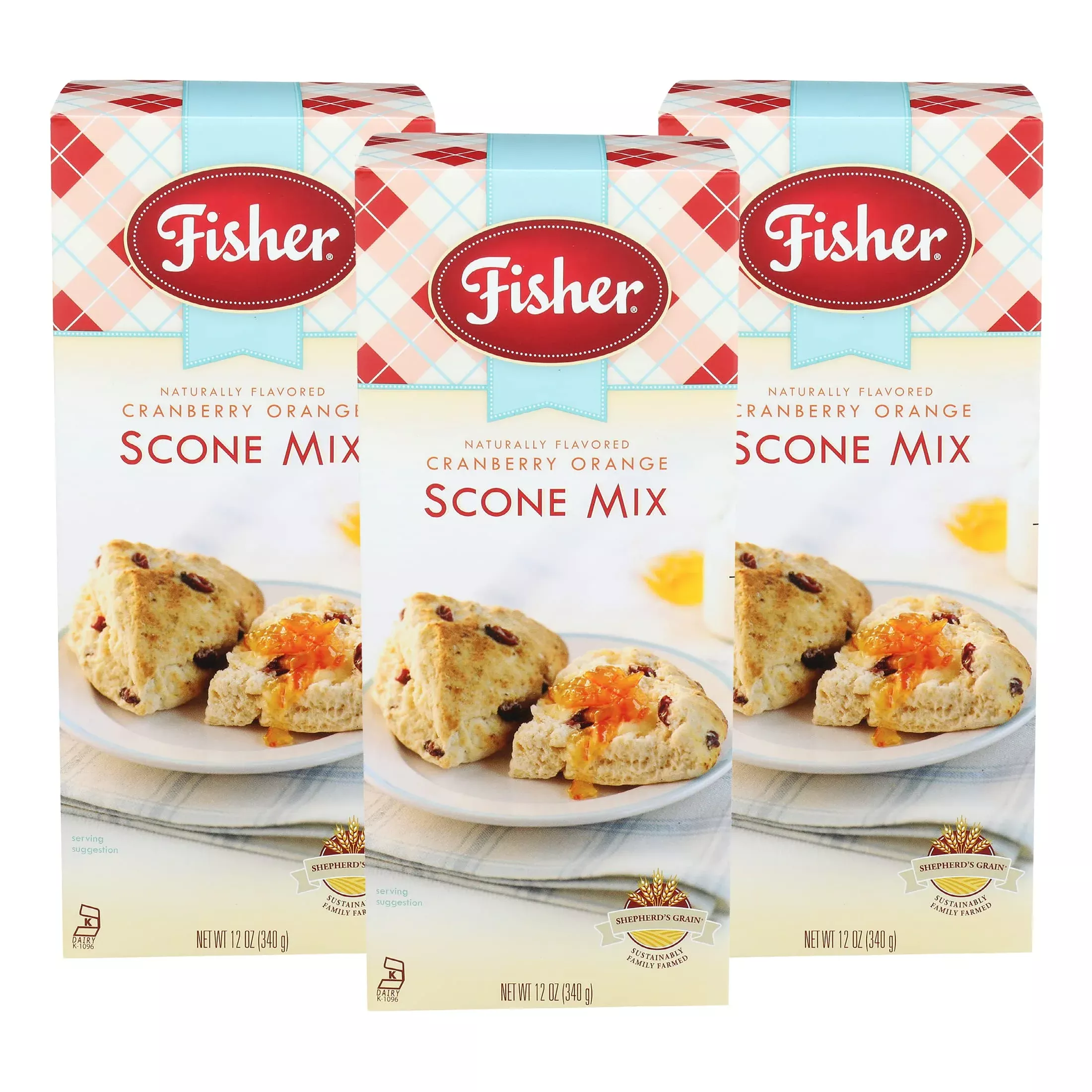 Fisher Scone Mix, Cranberry Orange, 12 Oz (Pack Of 3)