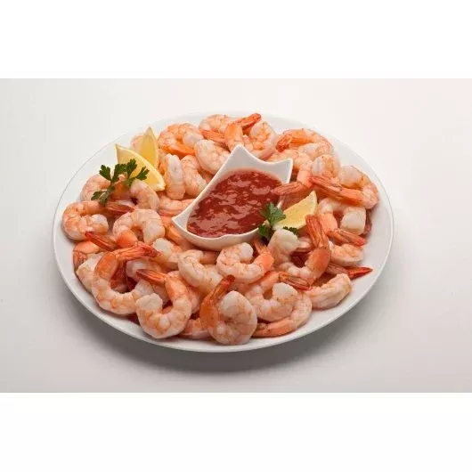 Frozen Seafood Commodity Shrimp Cooked 21/25 Count Tail On 2 Pound Each - 5 Per Case