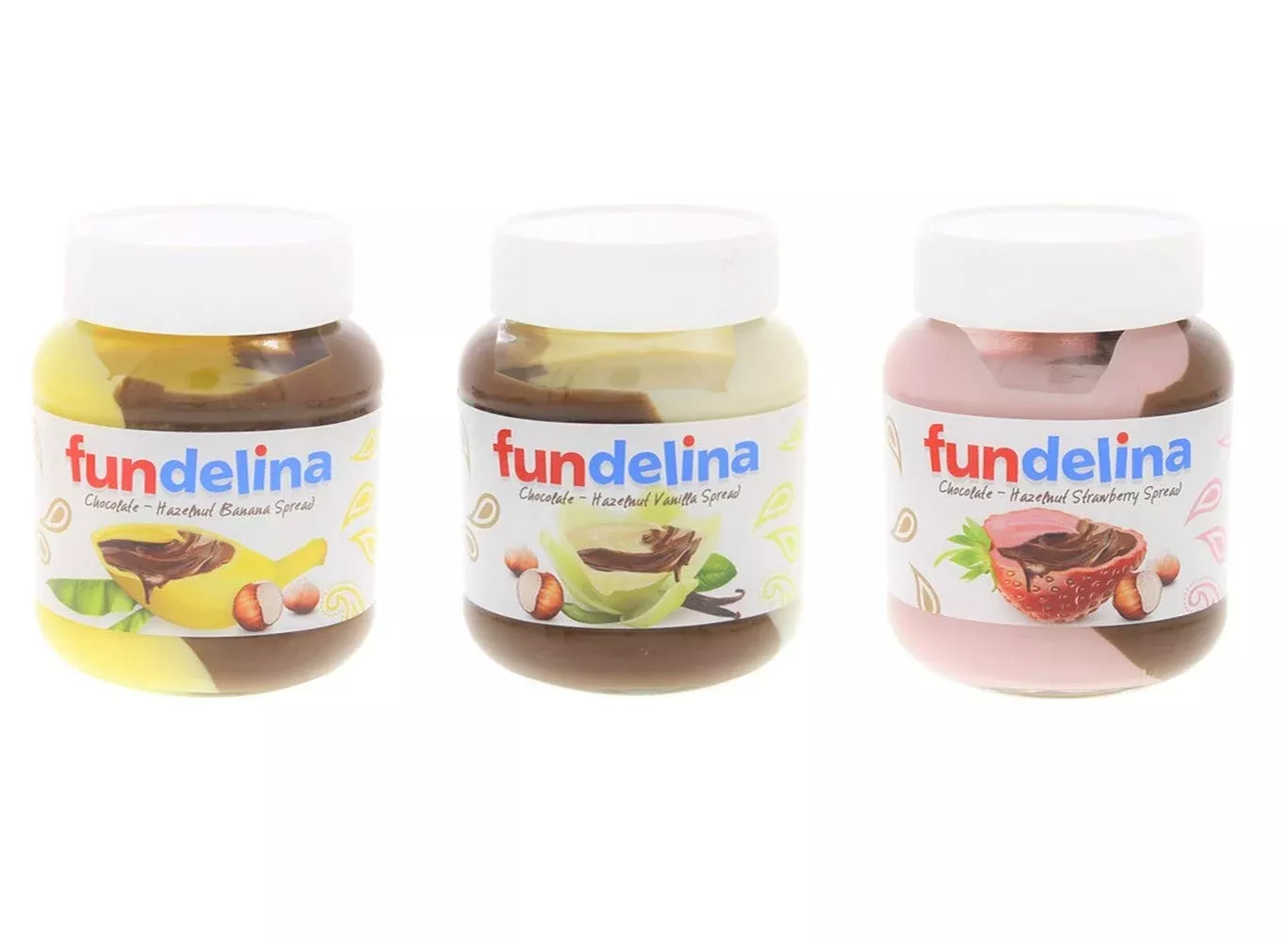 Fundelina Chocolate Hazelnut Banana, Vanilla & Strawberry Spread Bundle Pack 368G, 3 Pack