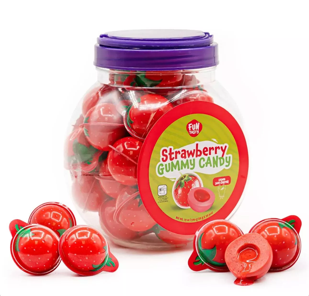 Funtasty Strawberry Gummy Balls with Jam Center