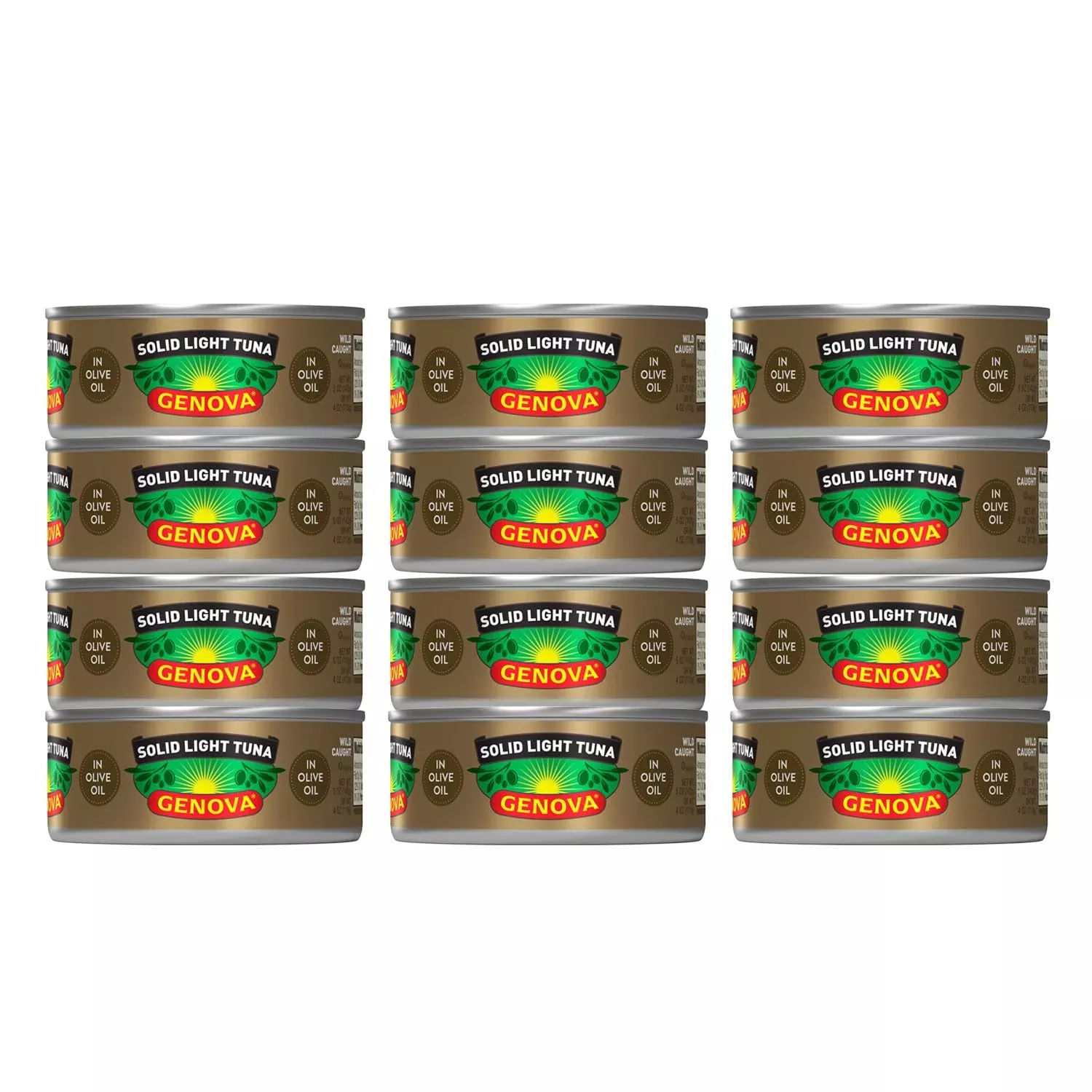 Genova Solid Light Tuna In Olive Oil, 5 Ounce Cans (Pack Of 12), Wild Caught Canned Tuna