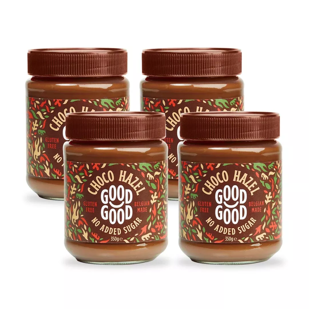 Good Good Belgian Choco Hazel With Stevia And Maltitol 12 Oz (350G) - 4 Pack - No Added Sugar - A Healthy And Delicious Option For Those Who Love Chocolate Spreads - Gluten Free - Vegetarian Friendly