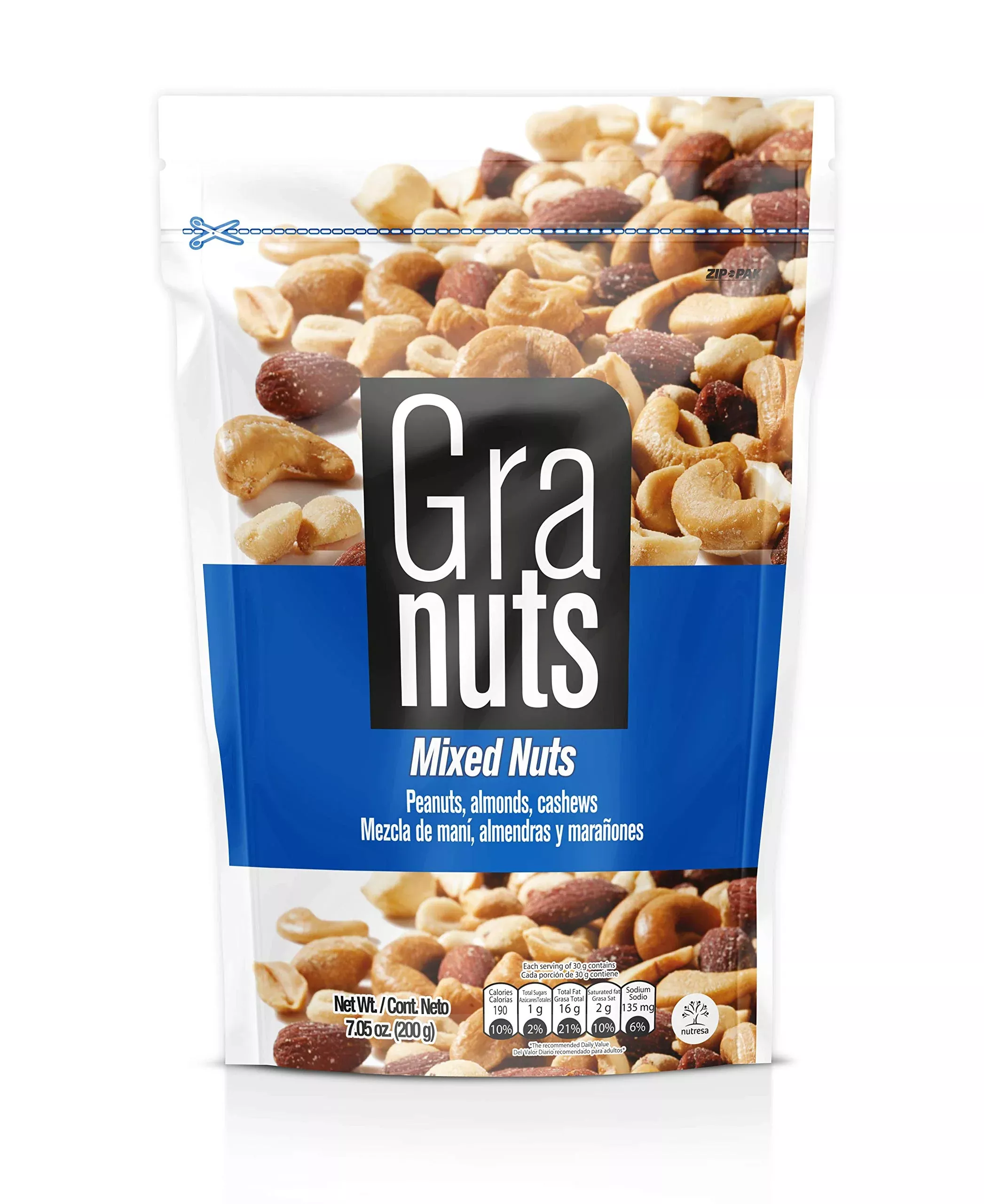 Granuts Mixed Nuts Family Pack | Almonds, Peanuts & Cashews | Crunchy + Soft Textures | 7.05 Oz (Pack Of 1)