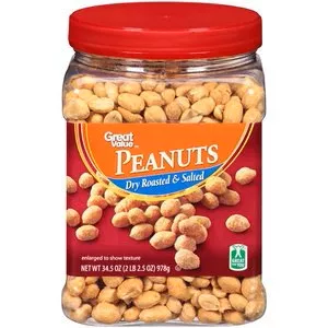 Great Value Dry Roasted & Salted Peanuts, 34.5 Oz