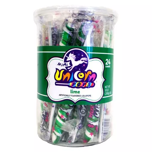 Green & White Lime Mini Unicorn Pop - 24 Count Tub