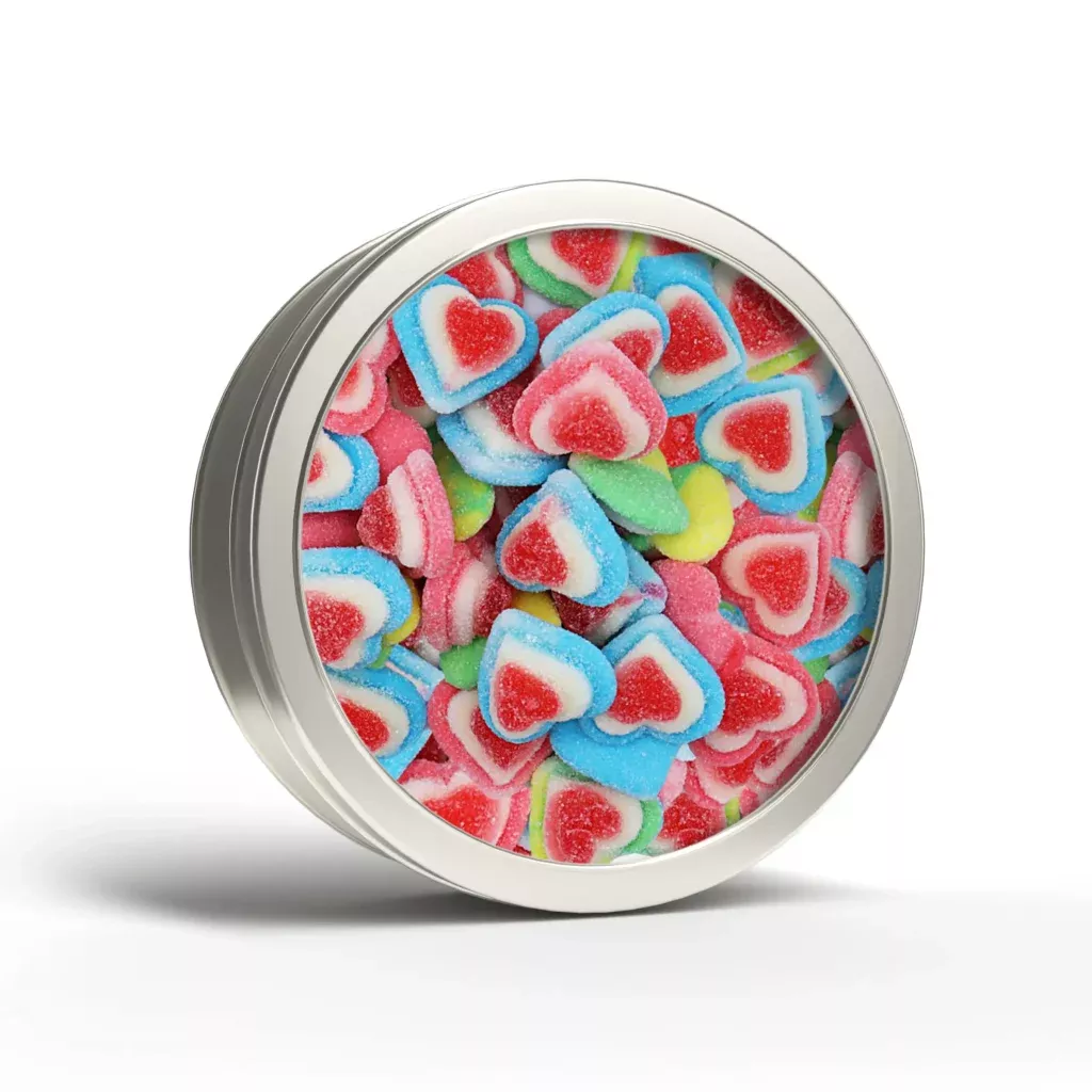 Gummy Triple Hearts Round Tin