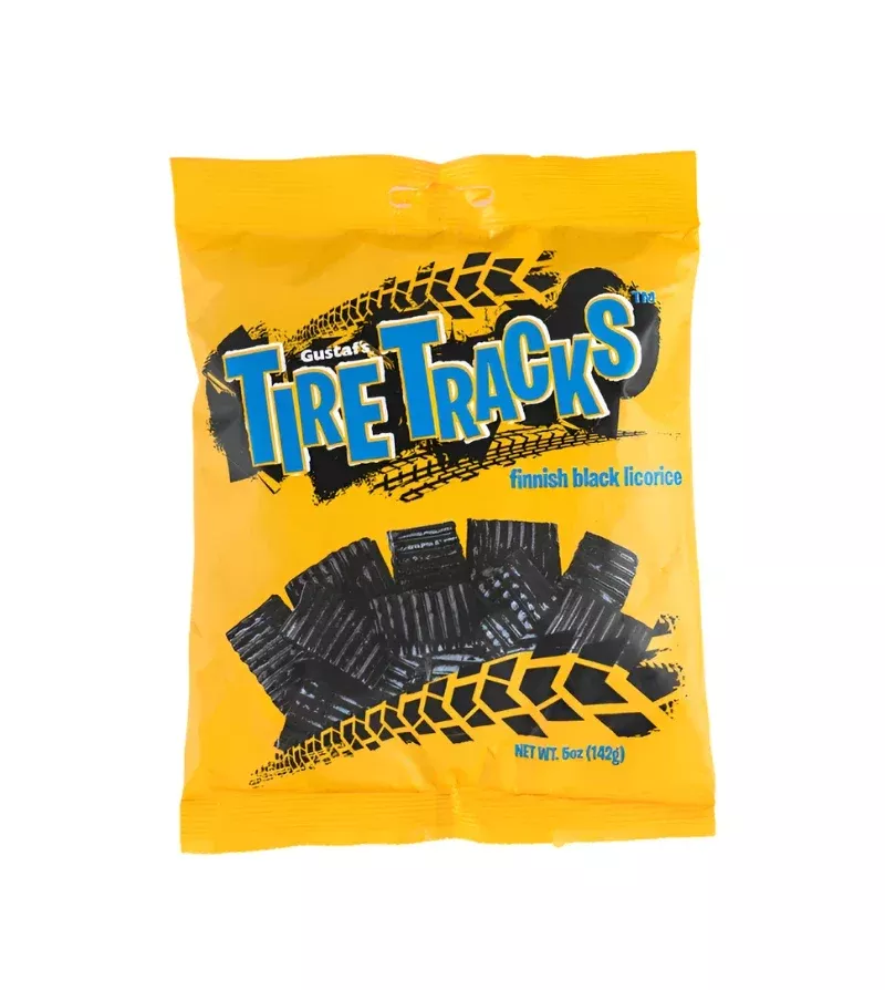 Gustaf's Black Tire Tracks Licorice 5oz bag