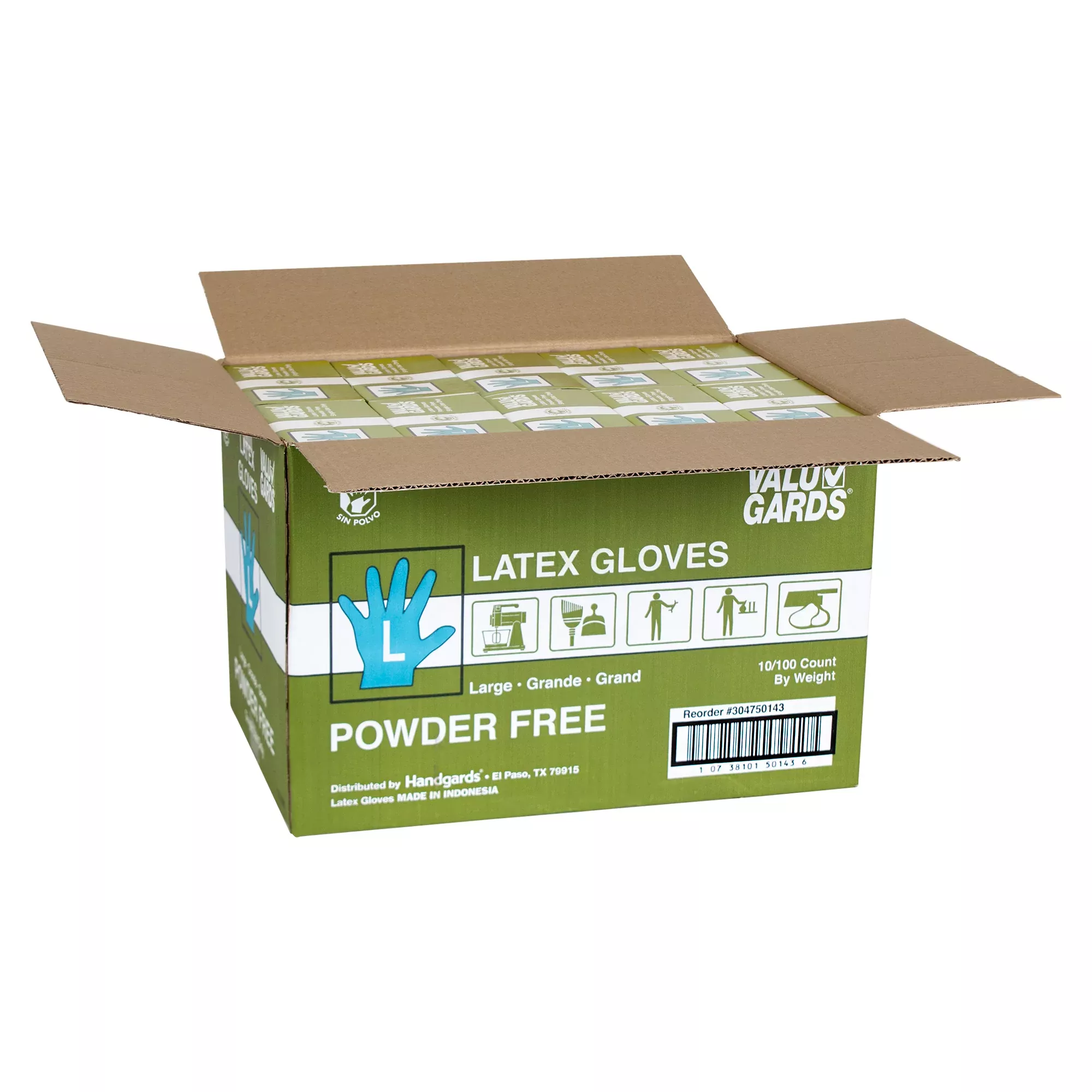 Handgard/valugards Glove Latex Valugard Powder Free Large 100 Each - 10 Per Case