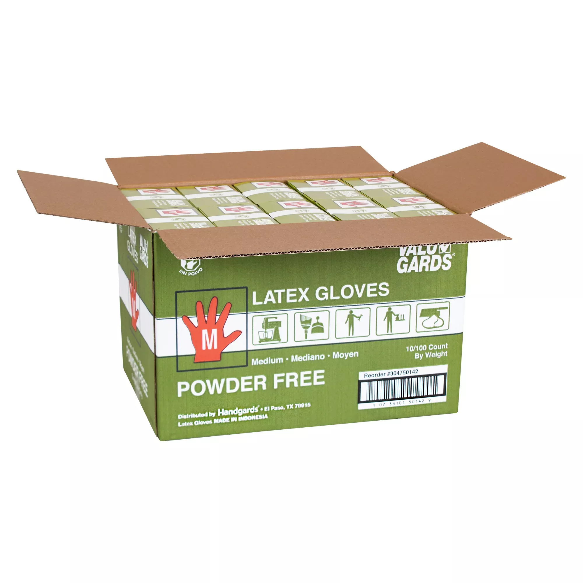 Handgard/valugards Glove Latex Valugard Powder Free Medium 100 Each - 10 Per Case