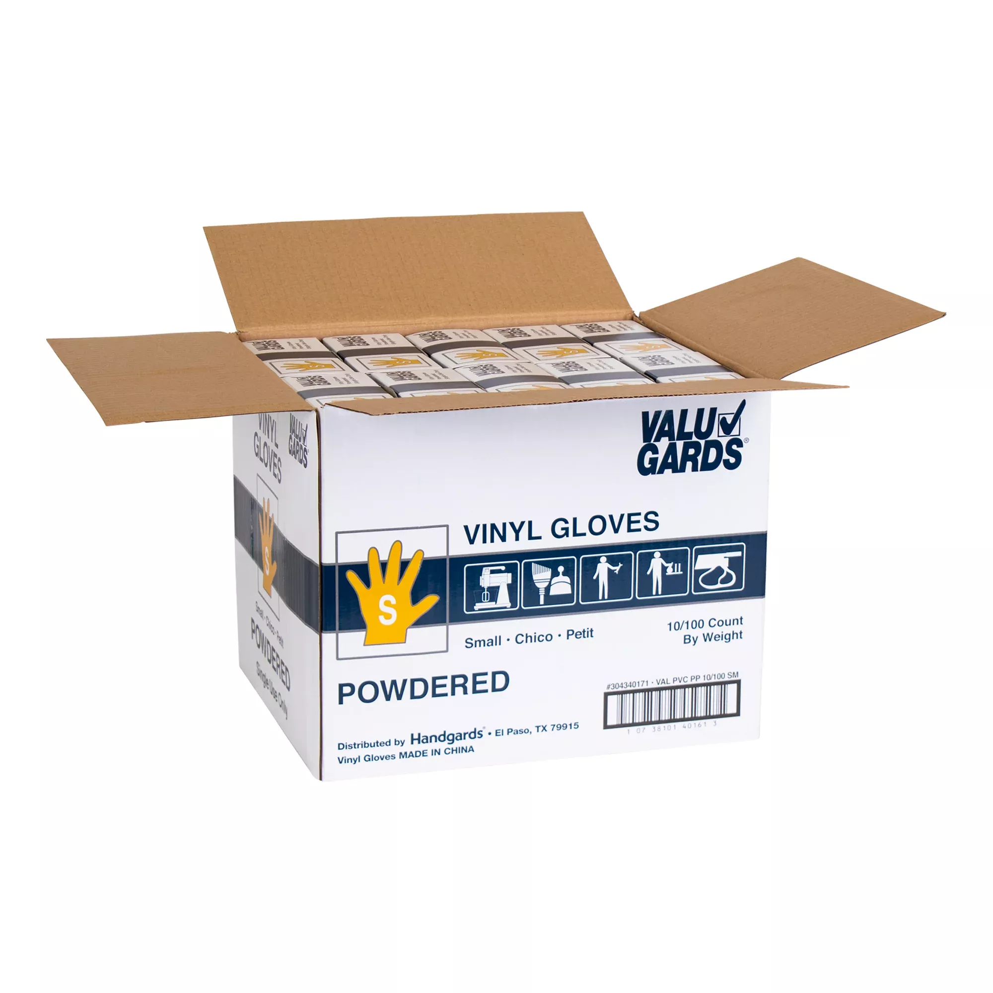 Handgard/valugards Glove Vinyl Valugard Powdered Small 100 Each - 10 Per Case