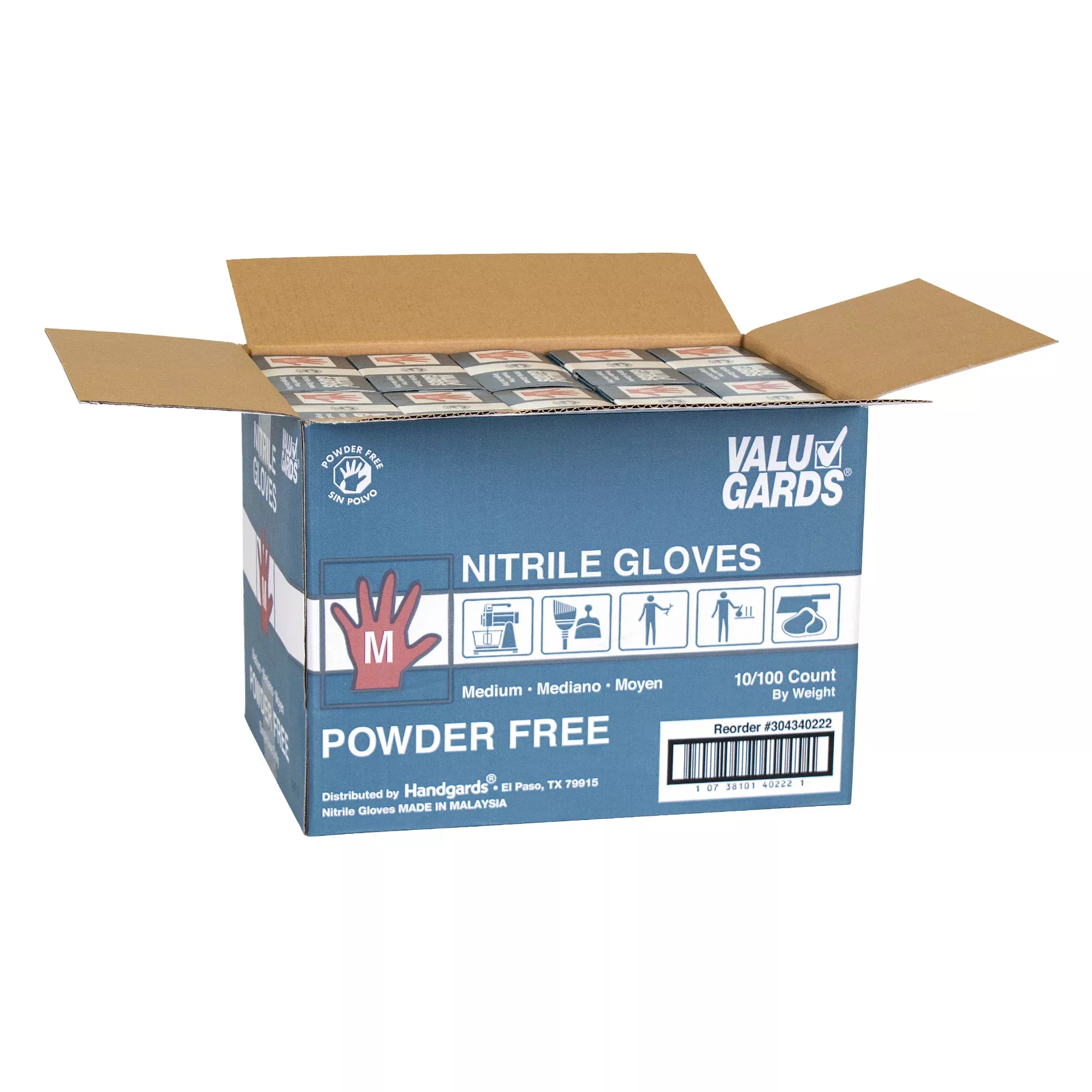 Handgard/valugards Glove White Nitrile Powder Free Medium 100 Each - 1000 Per Case