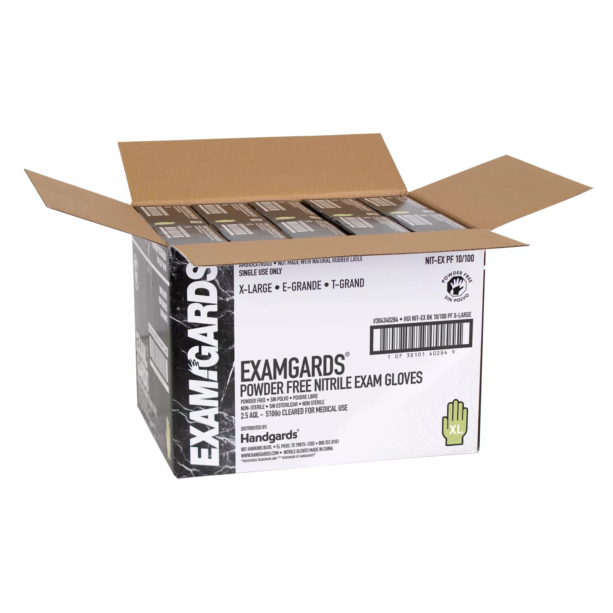Handgards Glove Black Nitrile Exam Grade Extra Large 100 Each - 10 Per Case