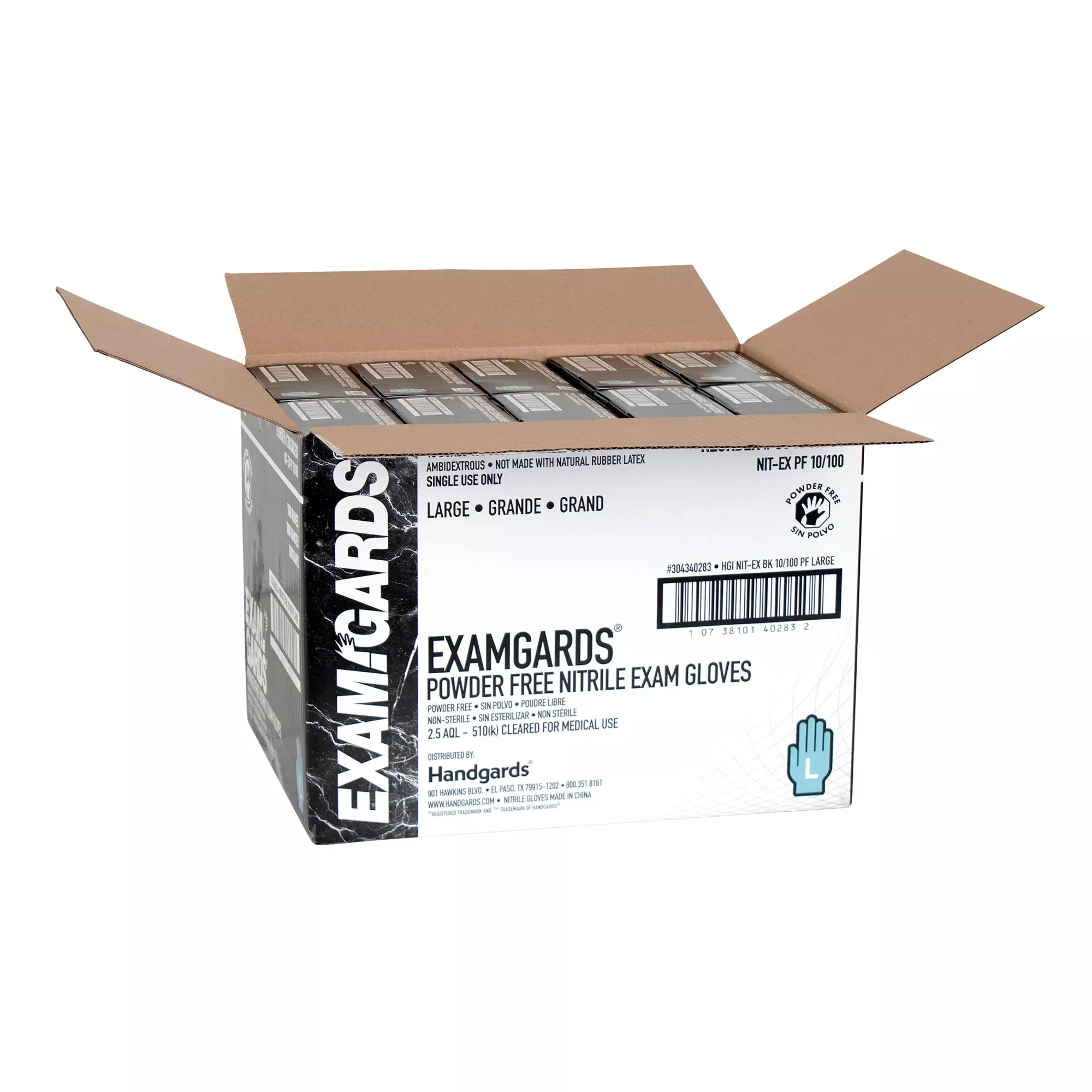 Handgards Glove Black Nitrile Exam Grade Lrg 100 Each - 10 Per Case