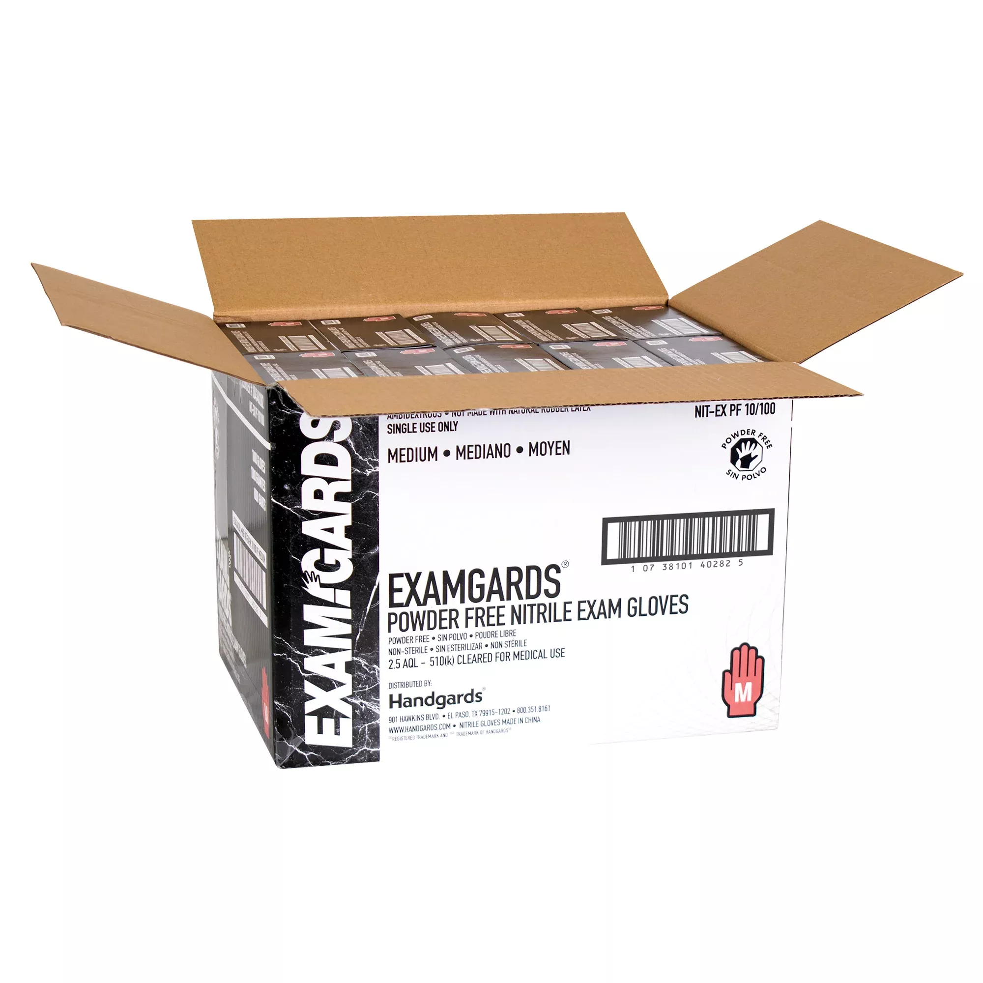 Handgards Glove Black Nitrile Exam Grade Medium 100 Each - 10 Per Case