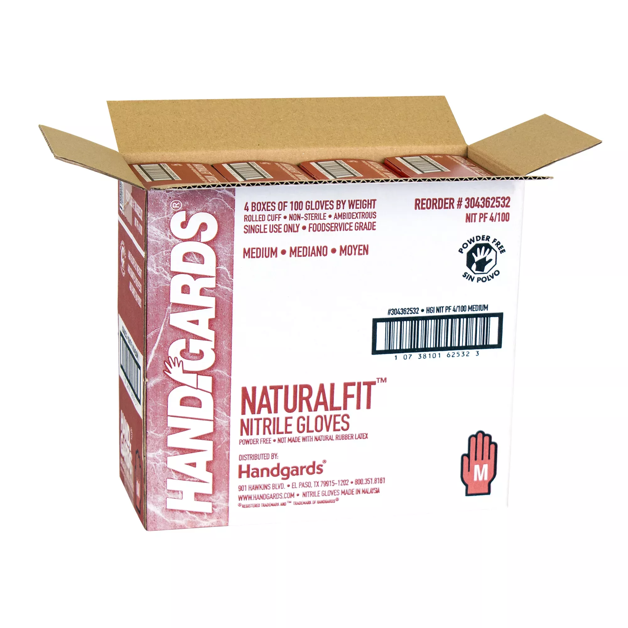 Handgards Glove Blue Nitrile Powder Free Medium 100 Each - 4 Per Case