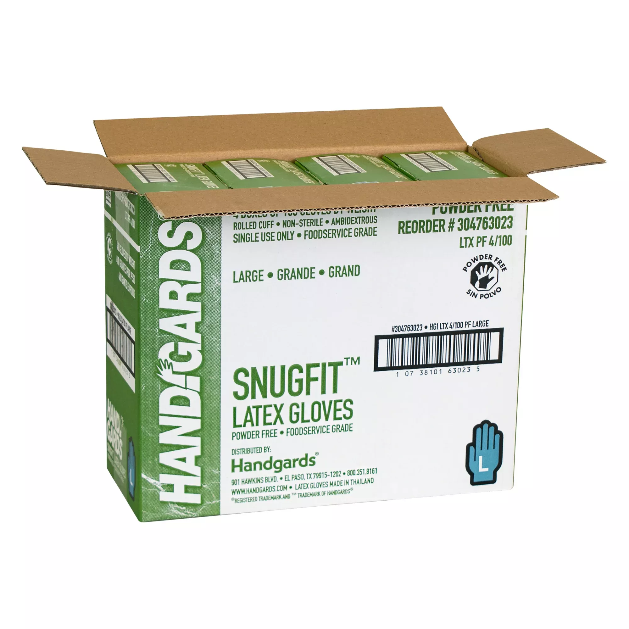 Handgards Glove Latex Powder Free Large 100 Each - 4 Per Case