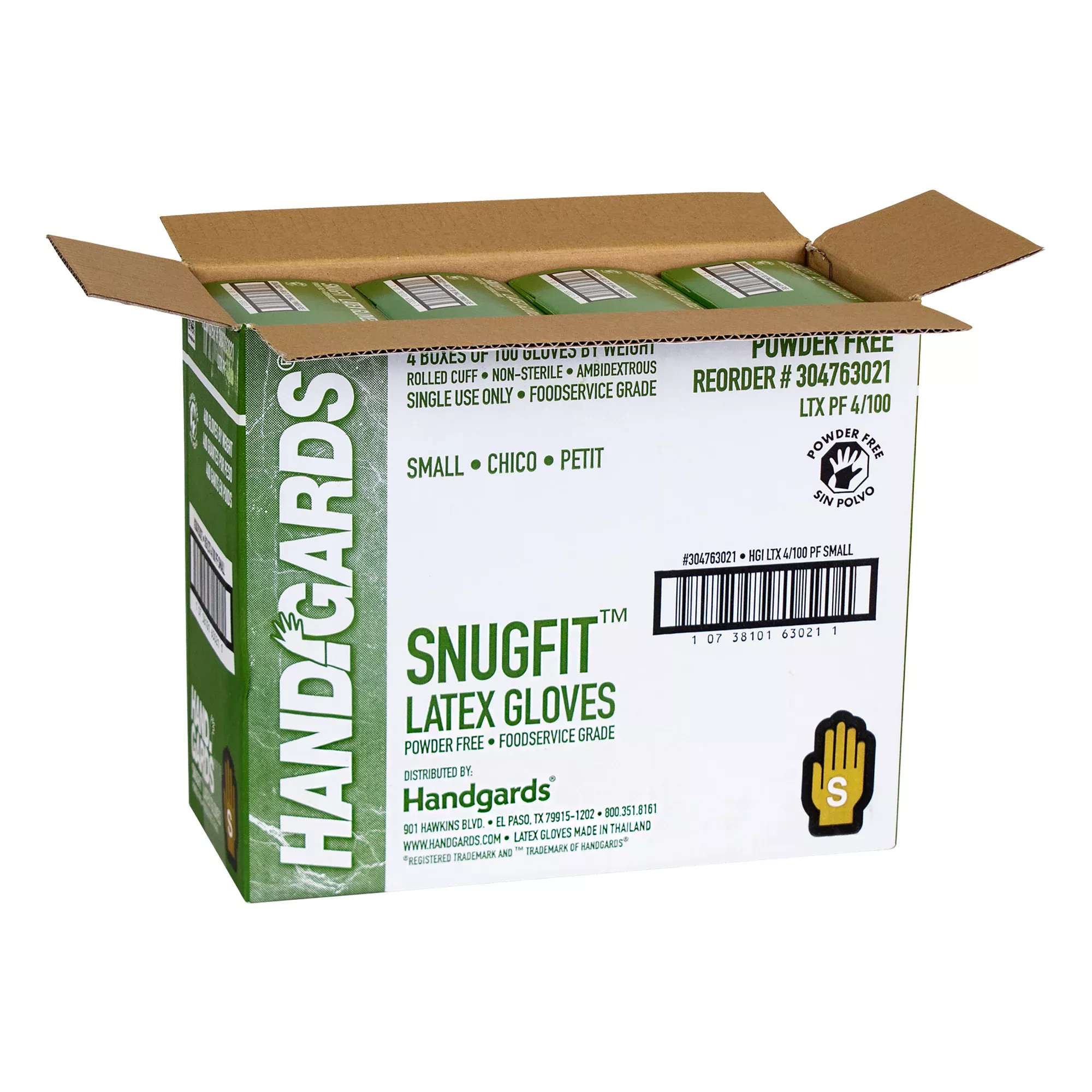 Handgards Glove Latex Powder Free Small 100 Each - 4 Per Case