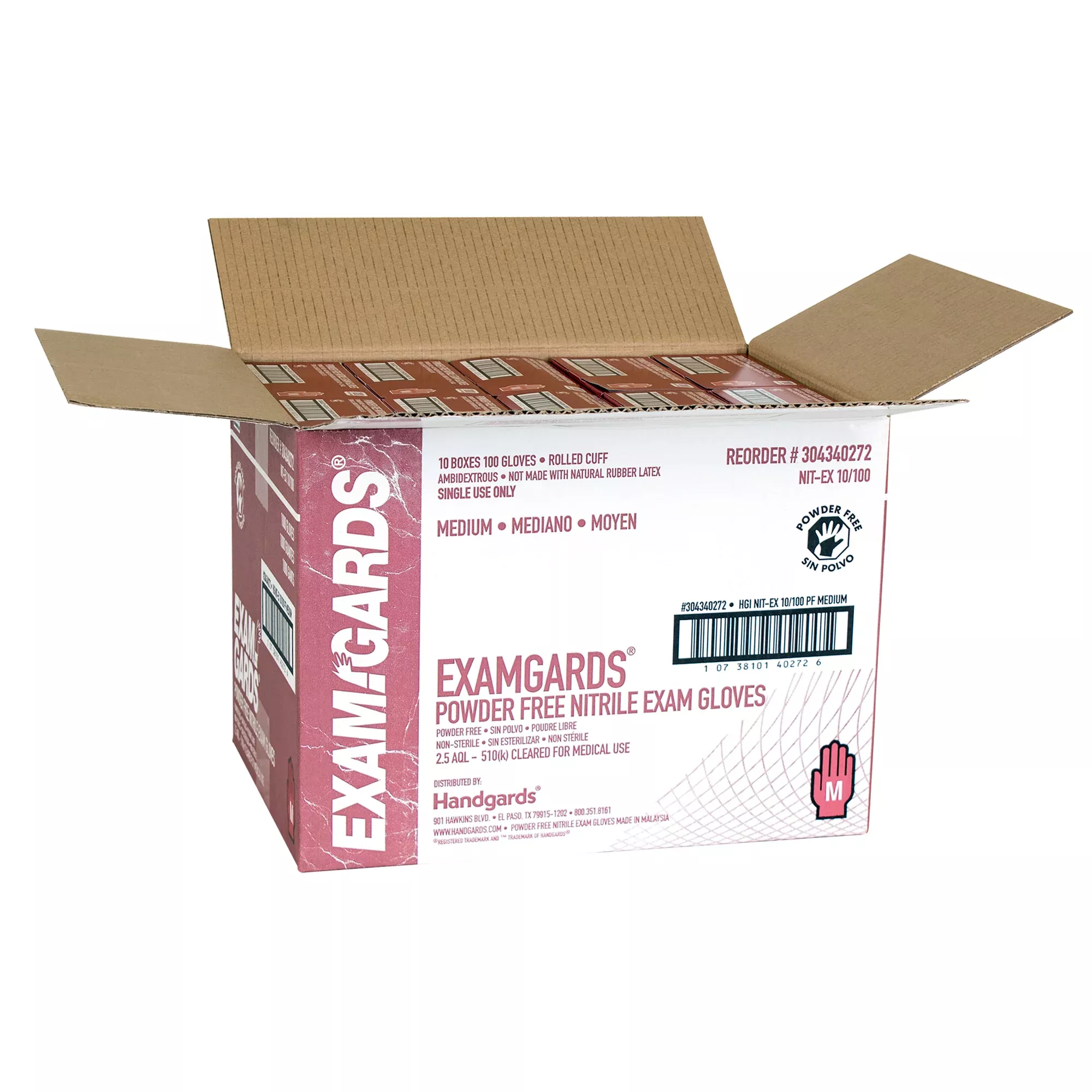 Handgards Glove Nitrile Powder Free Medium Blue 100 Each - 10 Per Case