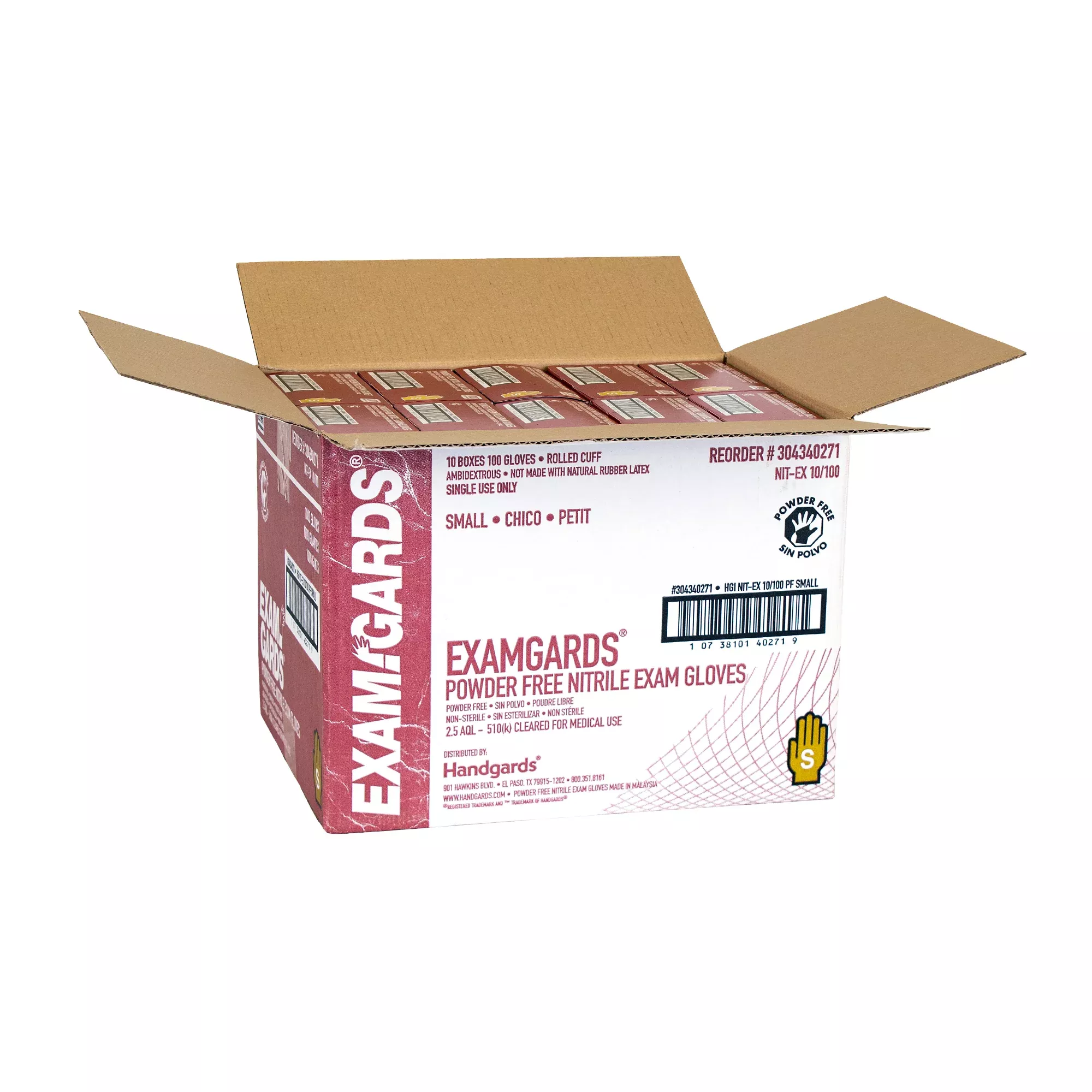 Handgards Glove Nitrile Powder Free Small 100 Each - 10 Per Case