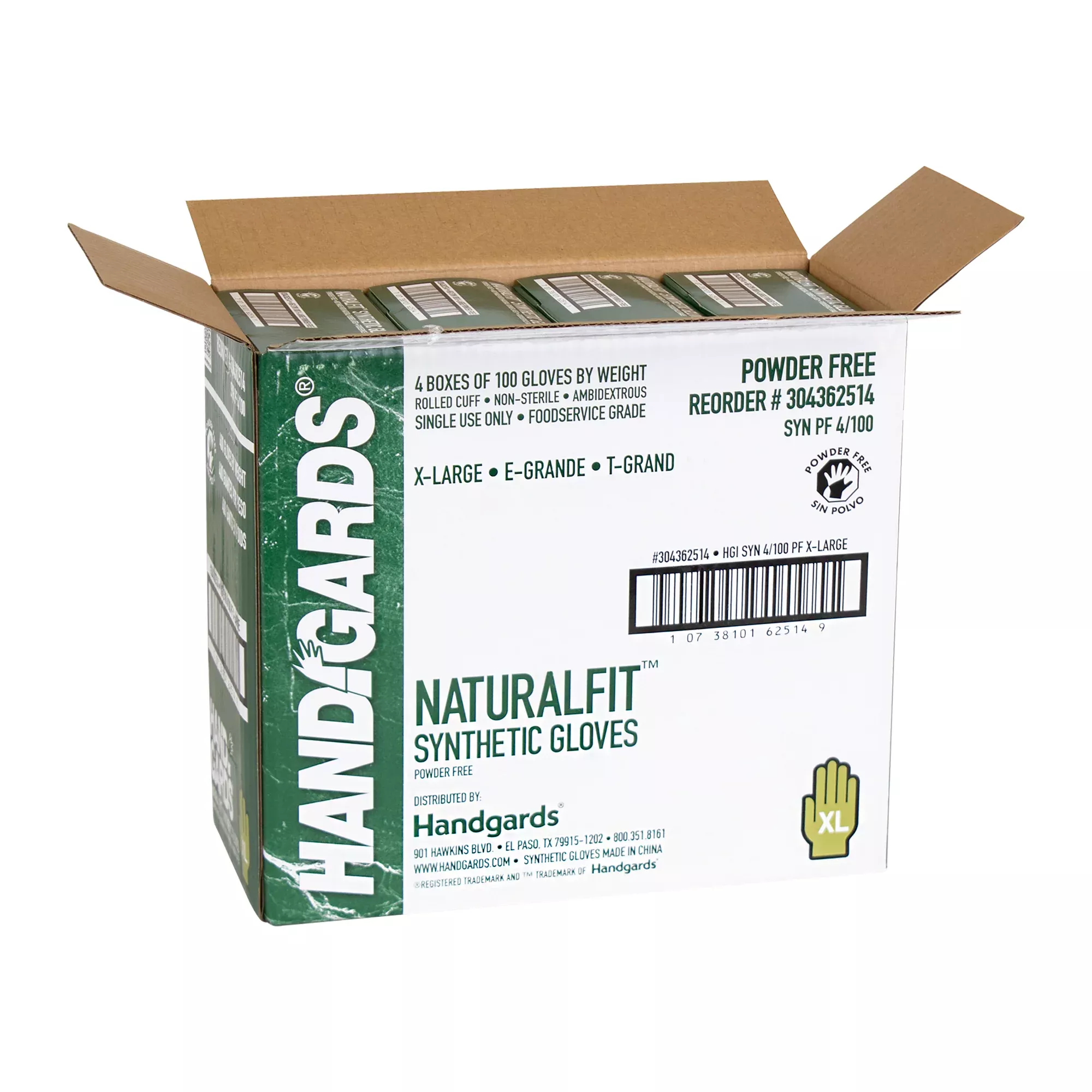 Handgards Glove Synthetic Powder Free Extra Large 100 Each - 4 Per Case