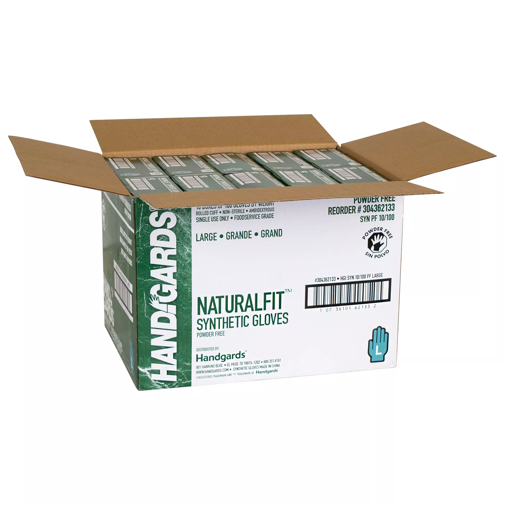 Handgards Glove Synthetic Powder Free Large 100 Each - 10 Per Case