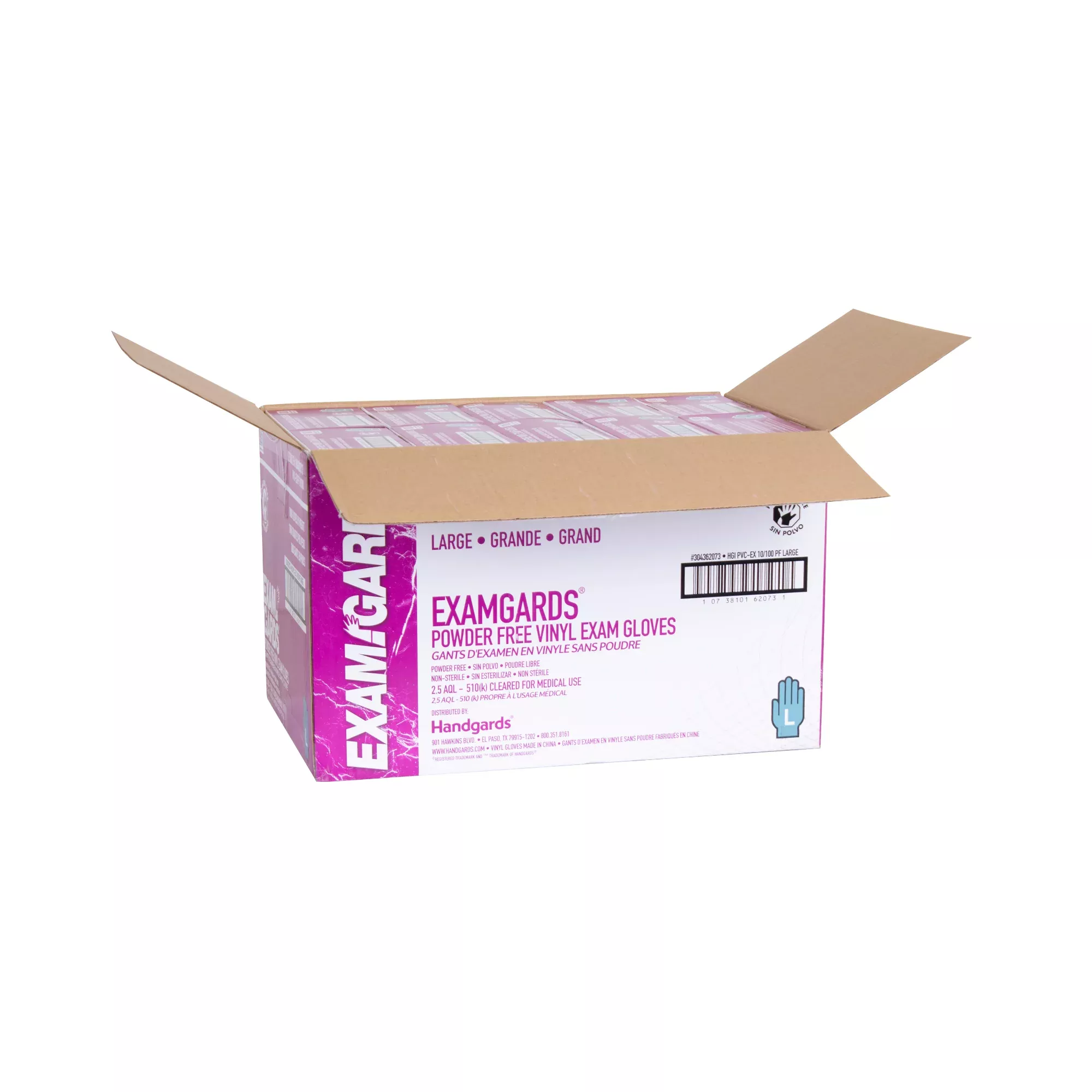 Handgards Glove Vinyl Exam Powder Free Large 100 Each - 10 Per Case