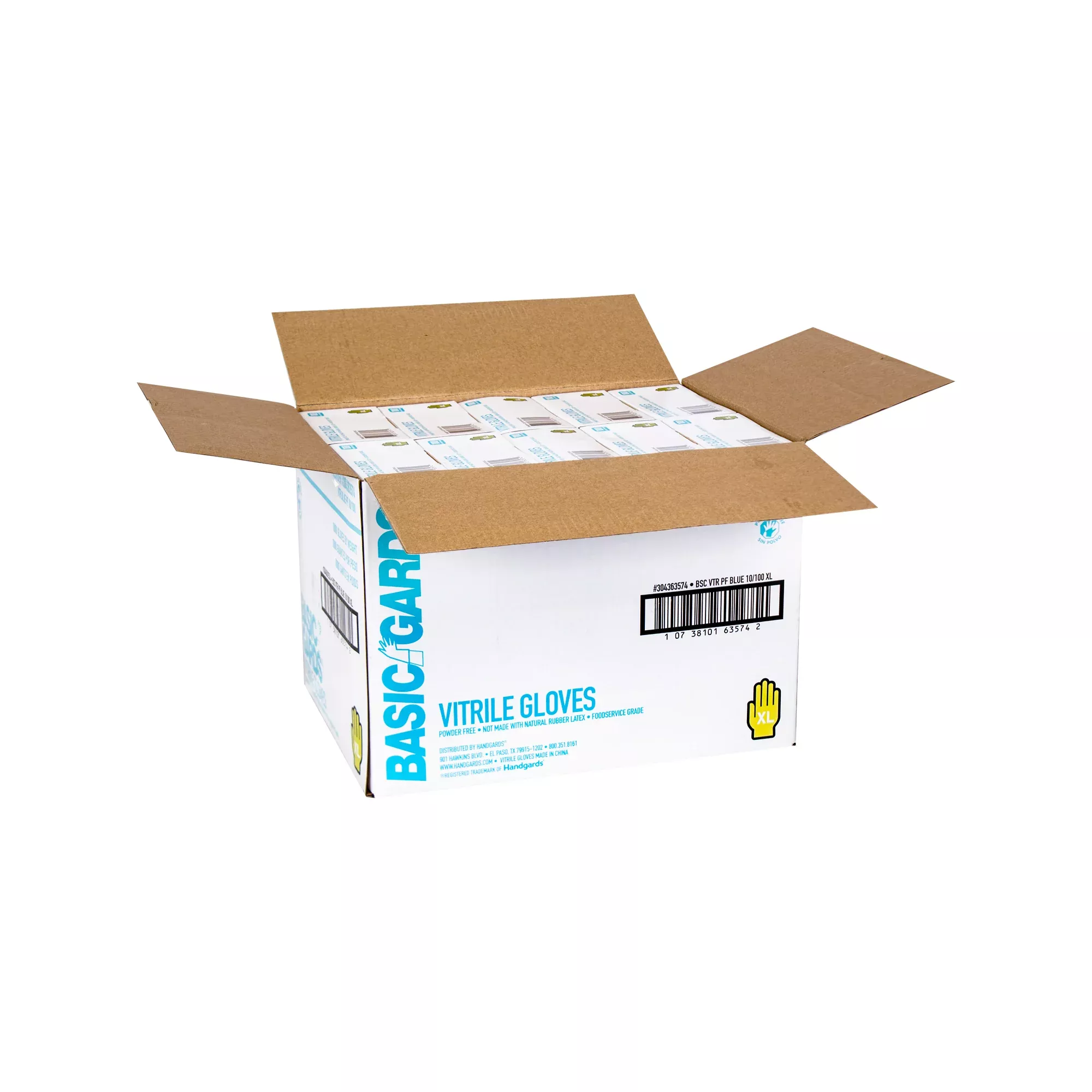Handgards Powder Free Blue Vitrile Extra Large Gloves 100 Each - 1000 Per Case