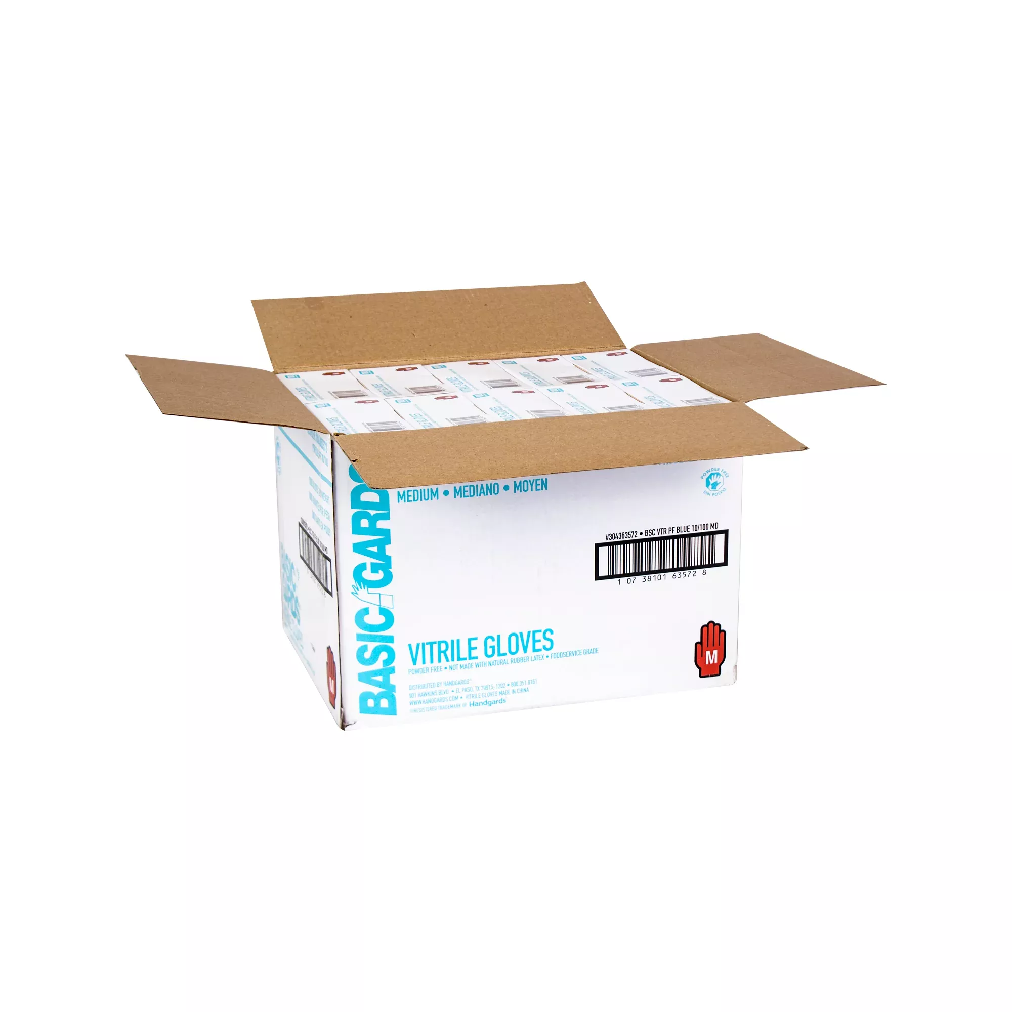 Handgards Powder Free Blue Vitrile Medium Gloves 100 Each - 1000 Per Case