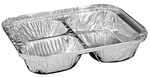 Handi-foil Of America Oblong Pan 3 Compartment Tray with Lid - 250 Per Case