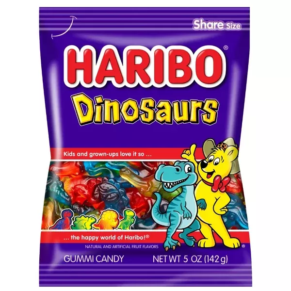 Haribo Dinosaurs Gummi Candy - 5-oz. Peg Bag
