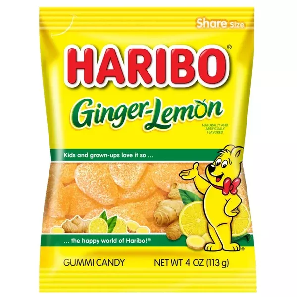 Haribo Ginger-Lemon Gummi Candy - 4-oz. Peg Bag