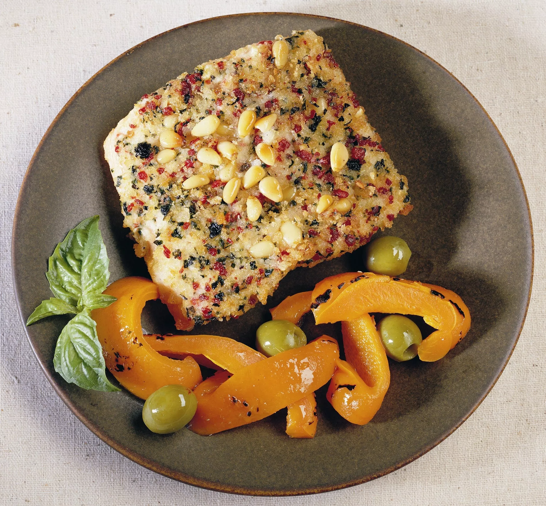 High Liner Foods USA Uppercrust Mediterranean Crusted Salmon with Sun Dried Tomato and Pine Nuts Cut 10 Pound Each - 1 Per Case
