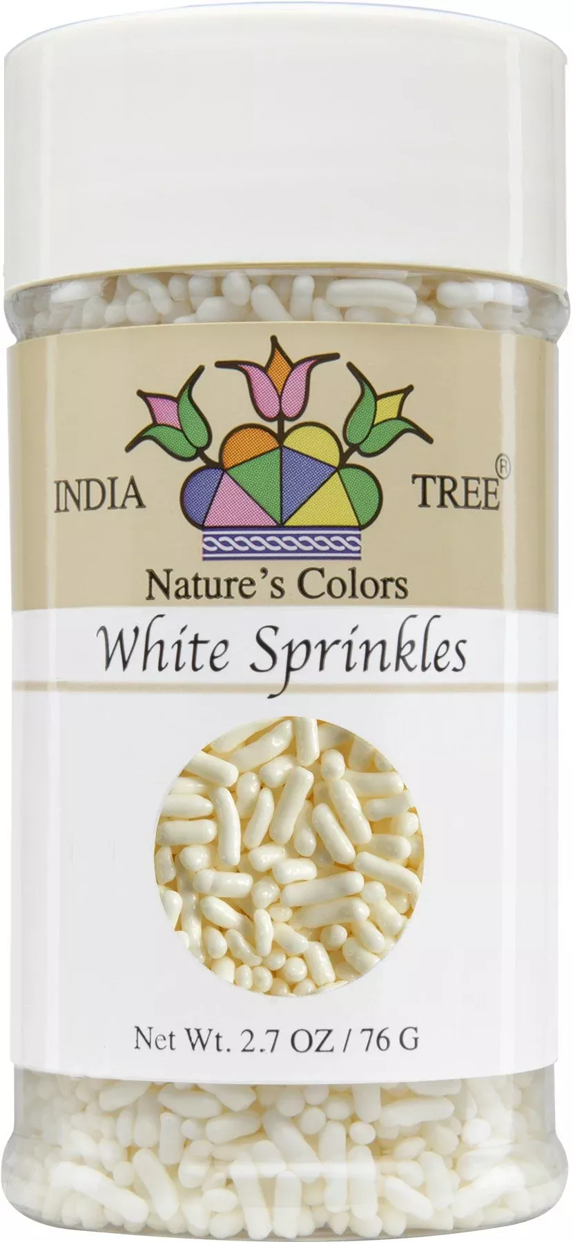 India Tree Nature'S Colors White Sprinkles, 2.7 Ounce