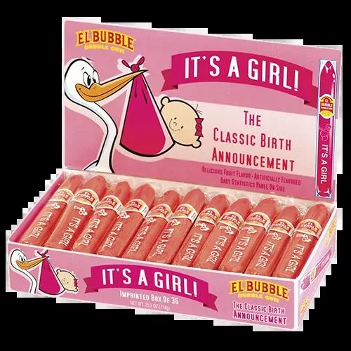 It's a Girl Birth Announcement Bubble Gum Cigars