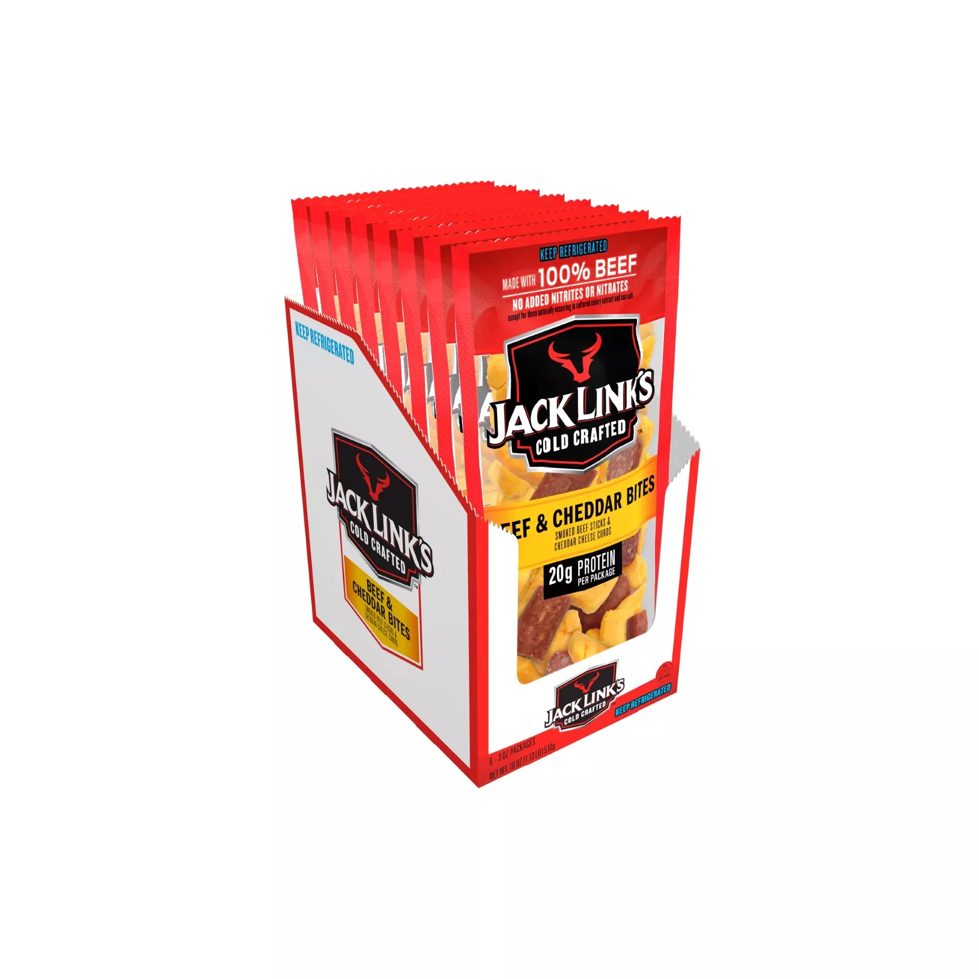 Jack Links Refrigerated Jack Link's Original Beef & Cheddar Cheese Bites 3 Ounce Size - 36 Per Case