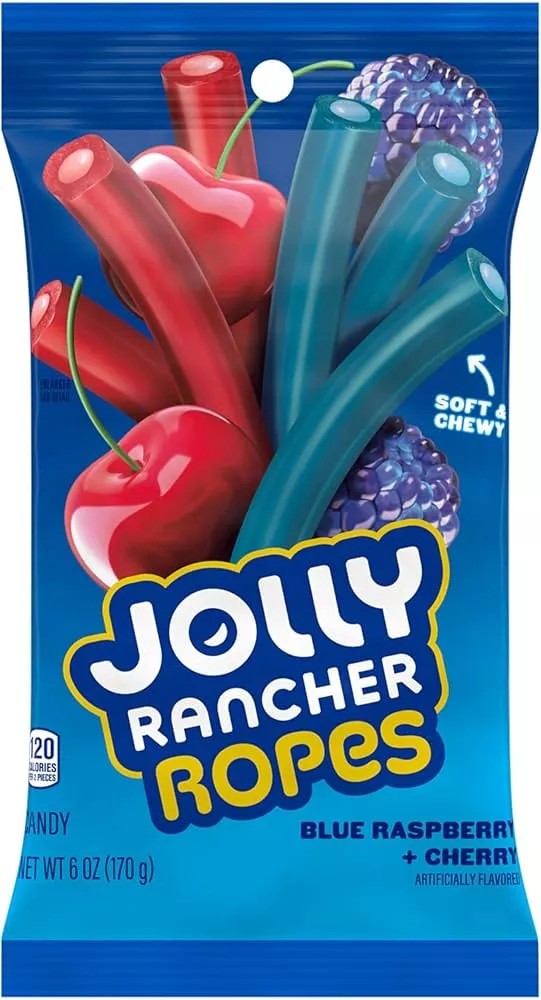 Jolly Rancher Ropes Blueberry-Cherry Peg 6 oz (Pack of 12)