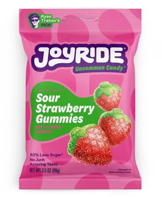 Joyride Sour Strawberry Gummies 3.5oz Peg Bag