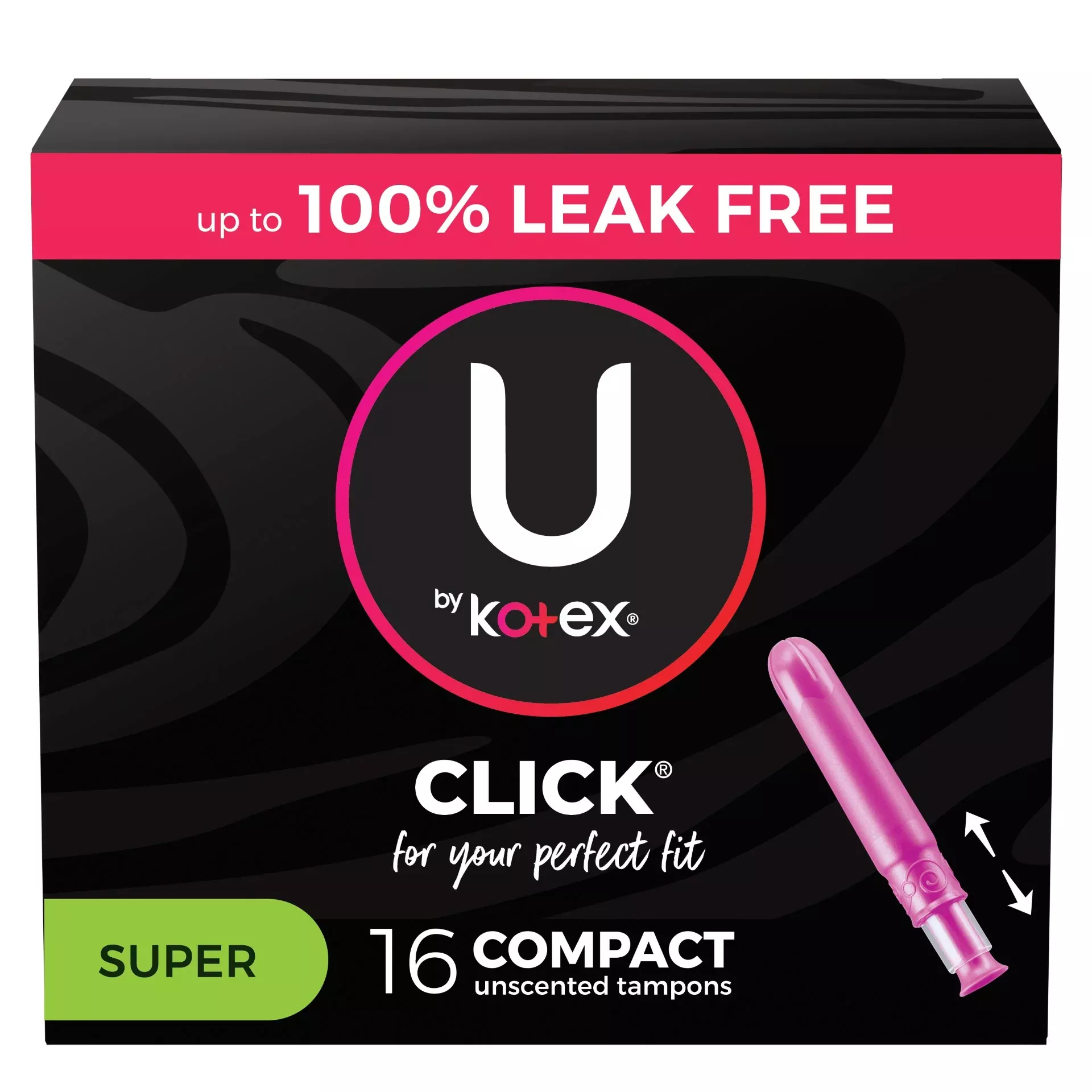Kimberly Clark U By Kotex Suprprem Suprabs Tampon Click Compact 16 - 16 Count - 8 Per Case