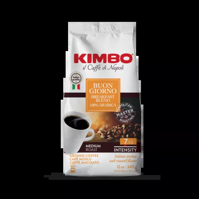 Kimbo Buongiorno Breakfast Blend Ground Coffee in Bag, 12 oz | 340g