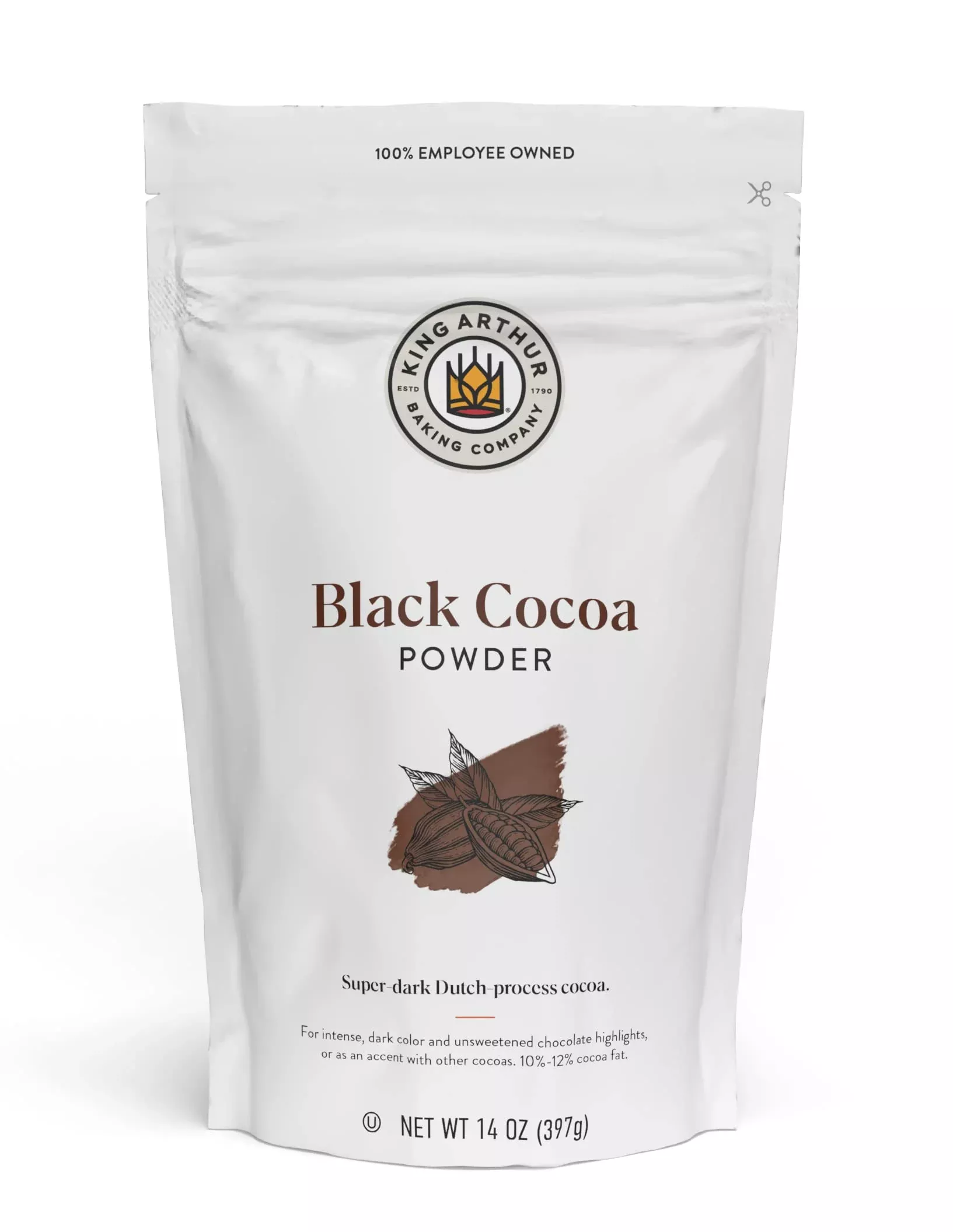 King Arthur Black Cocoa: Dutch Processed Cocoa Powder For Baking - Intense Dark Chocolate Flavor, Unsweetened, Perfect For Cakes, Cookies & Frosting - 14 Oz Resealable Bag