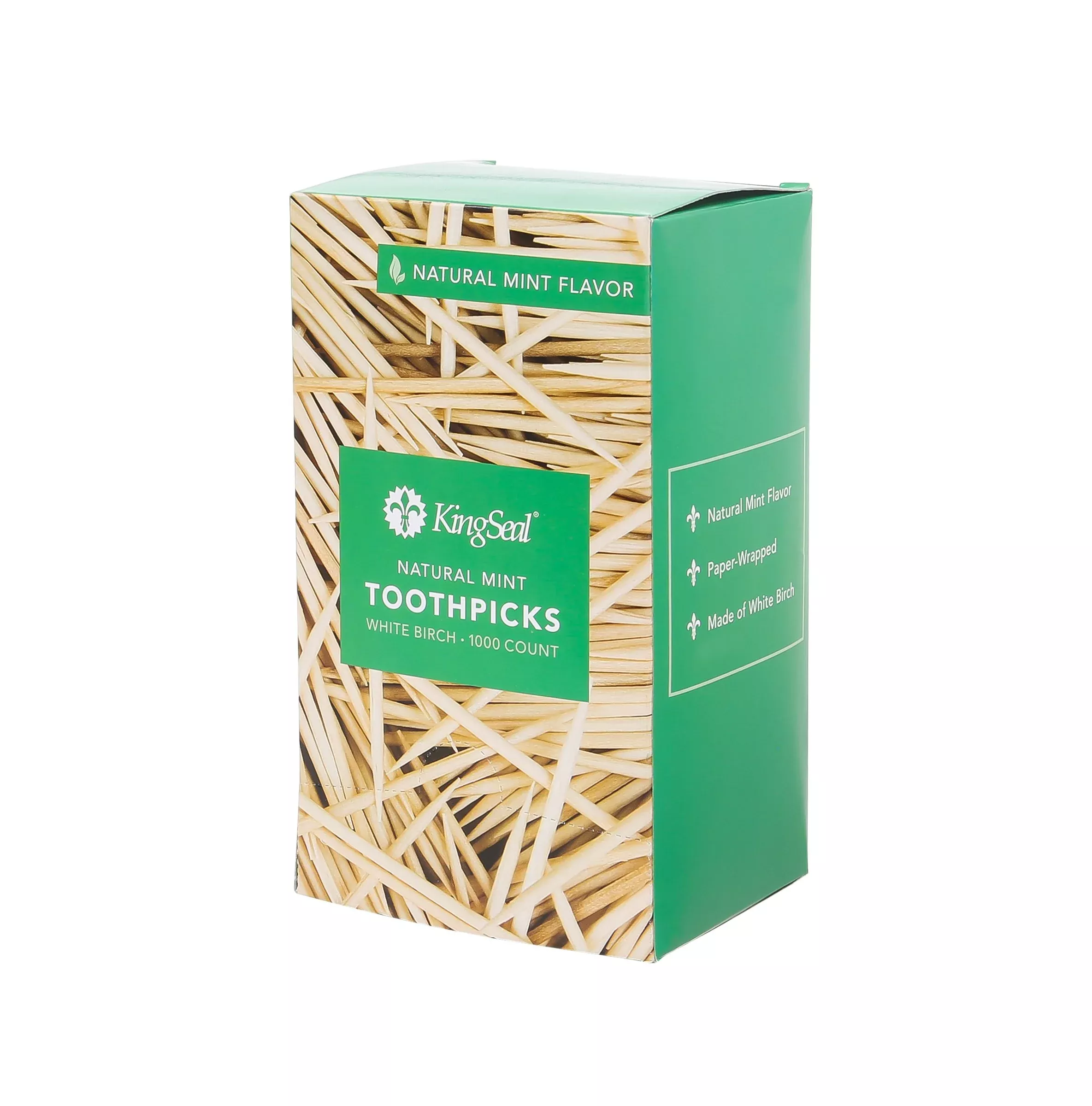 Kingseal Individually Paper Wrapped Mint Flavored Birch Toothpicks, Eco-Friendly And Compostable, 2.5", Bulk Pack - 4 Boxes Of 1000 Per Box (4,000 Count)