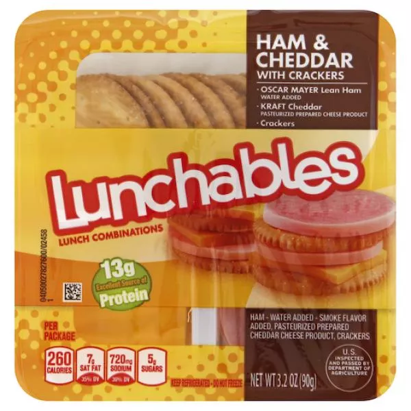 Kraft Heinz Retail Ref Lunchable Ham & Cheddar Cheese, 3.2 Ounce Size - 16 Per Case