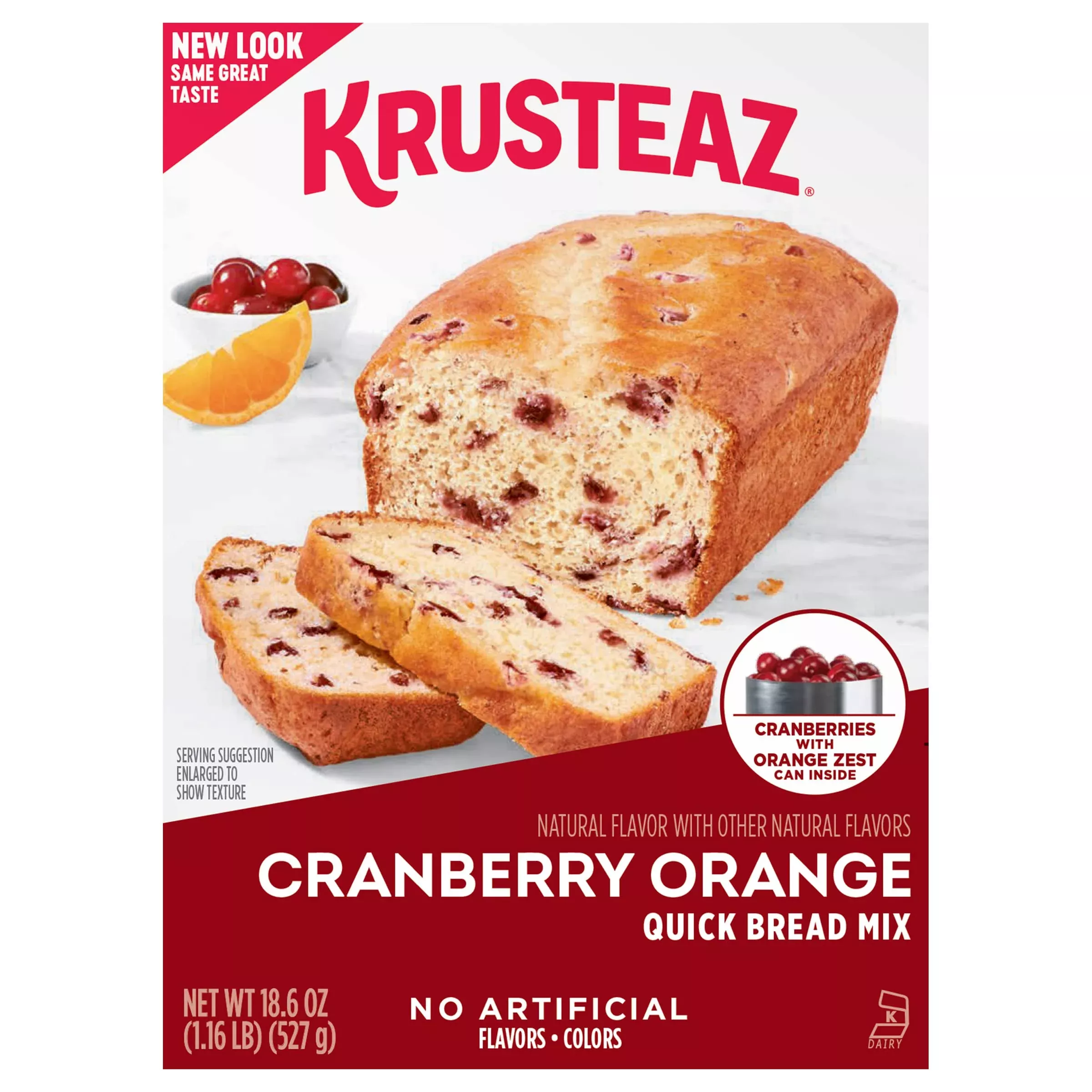 Krusteaz Cranberry Orange Quick Bread Mix, Made With Real Cranberries & Orange Zest, 18.6 Oz Boxes (Pack Of 12)