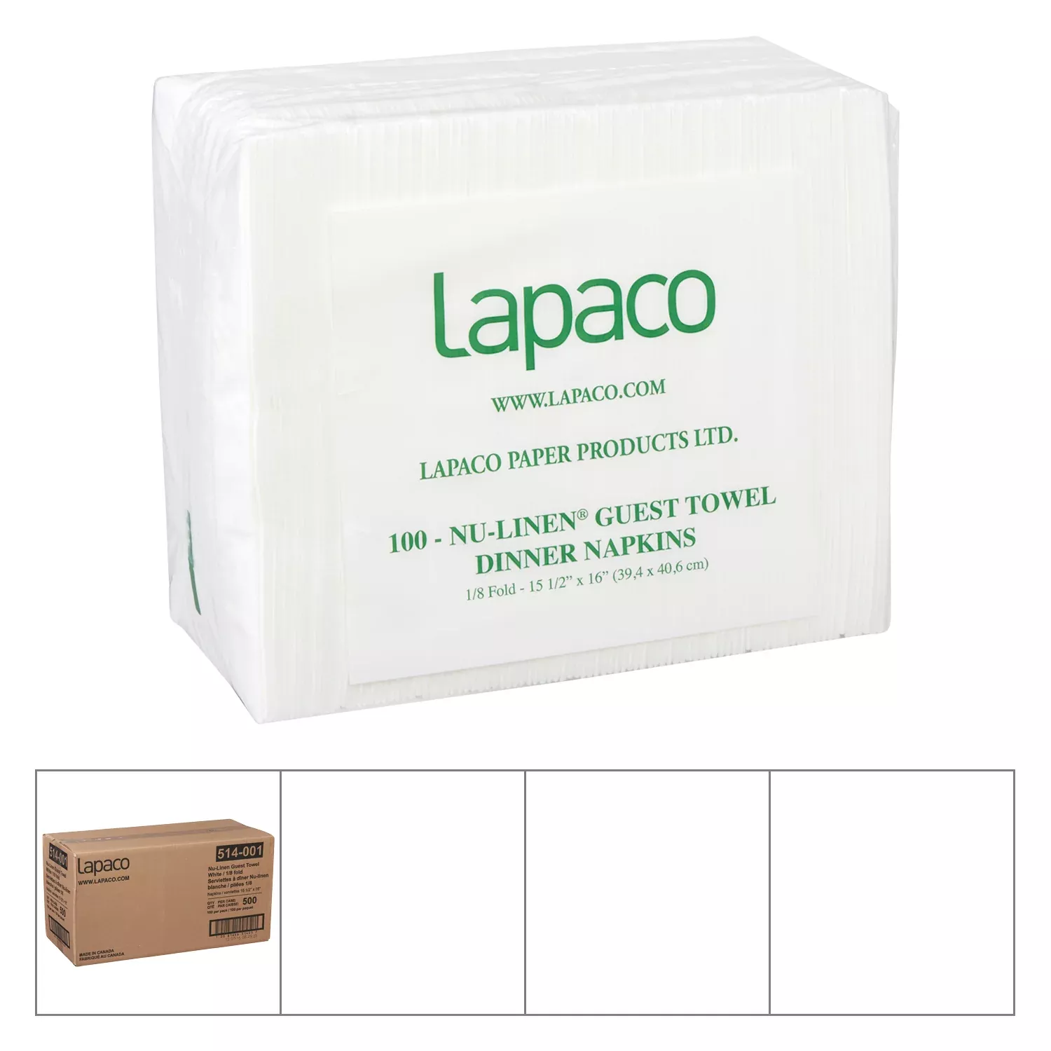 Lapaco Dinner Napkin Airlaid White 500 Each - 1 Per Case