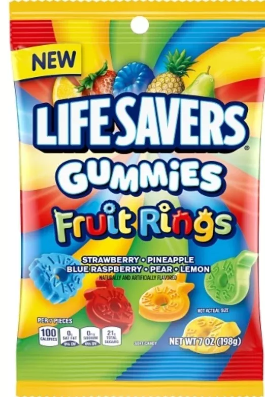 Lifesavers Gummi Fruit Rings 7oz Peg Bag