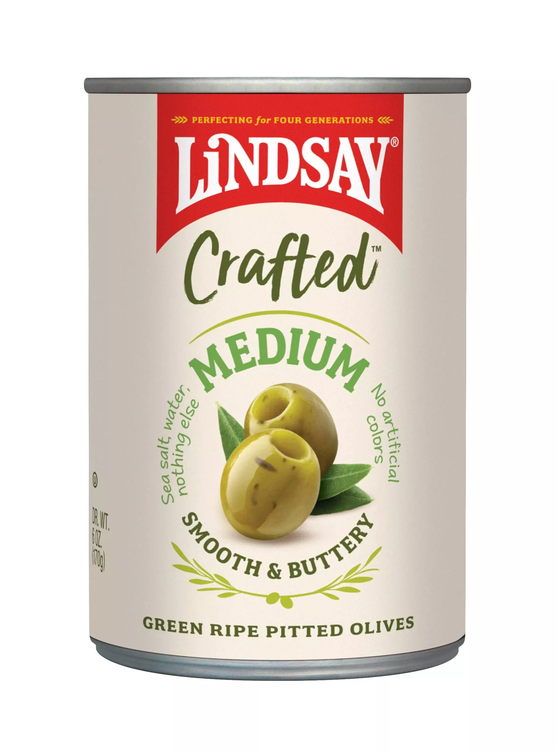 Lindsay Crafted Medium Green Ripe Pitted Olives, Pack Of 12, 6Oz Cans