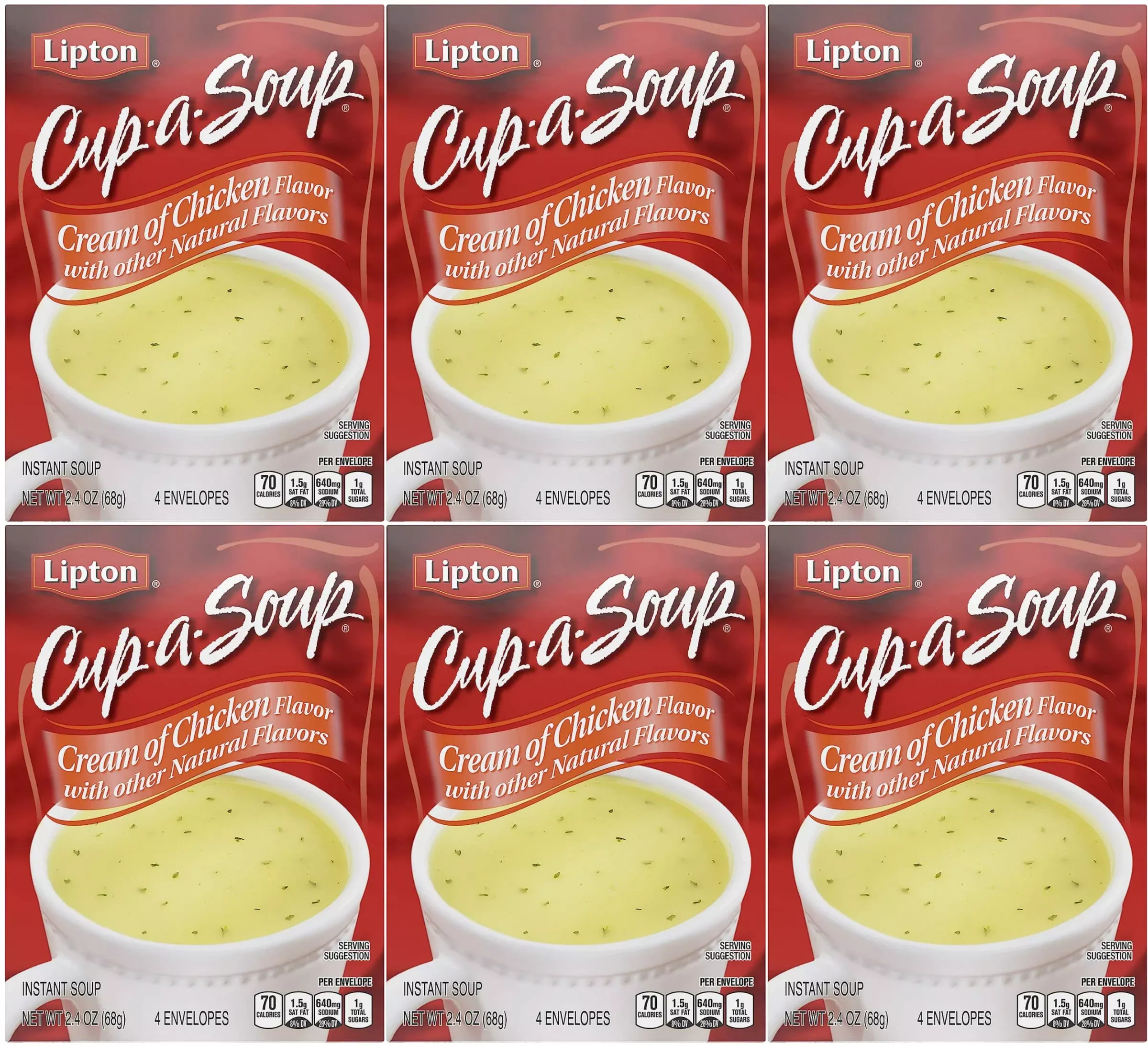 Lipton Cup-A-Soup Cream Of Chicken, 2.4 Ounce (Pack Of 6)