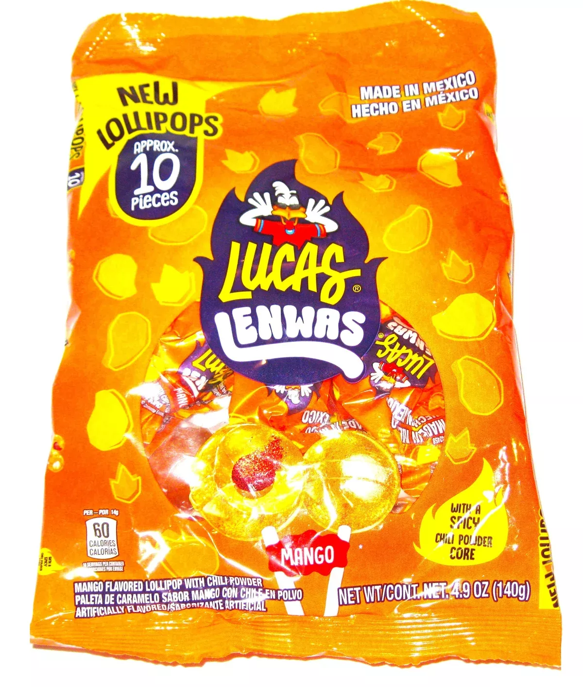 Lucas Lenwas Spicy Mango Lollipops 4.9oz Bag