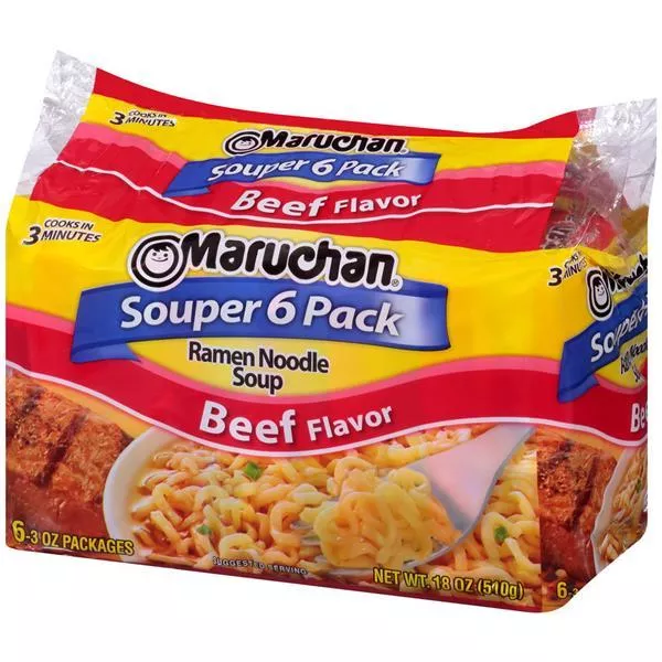 Maruchan Ramen Souper Beef Noodles 18 Ounce Size - 4 Per Case